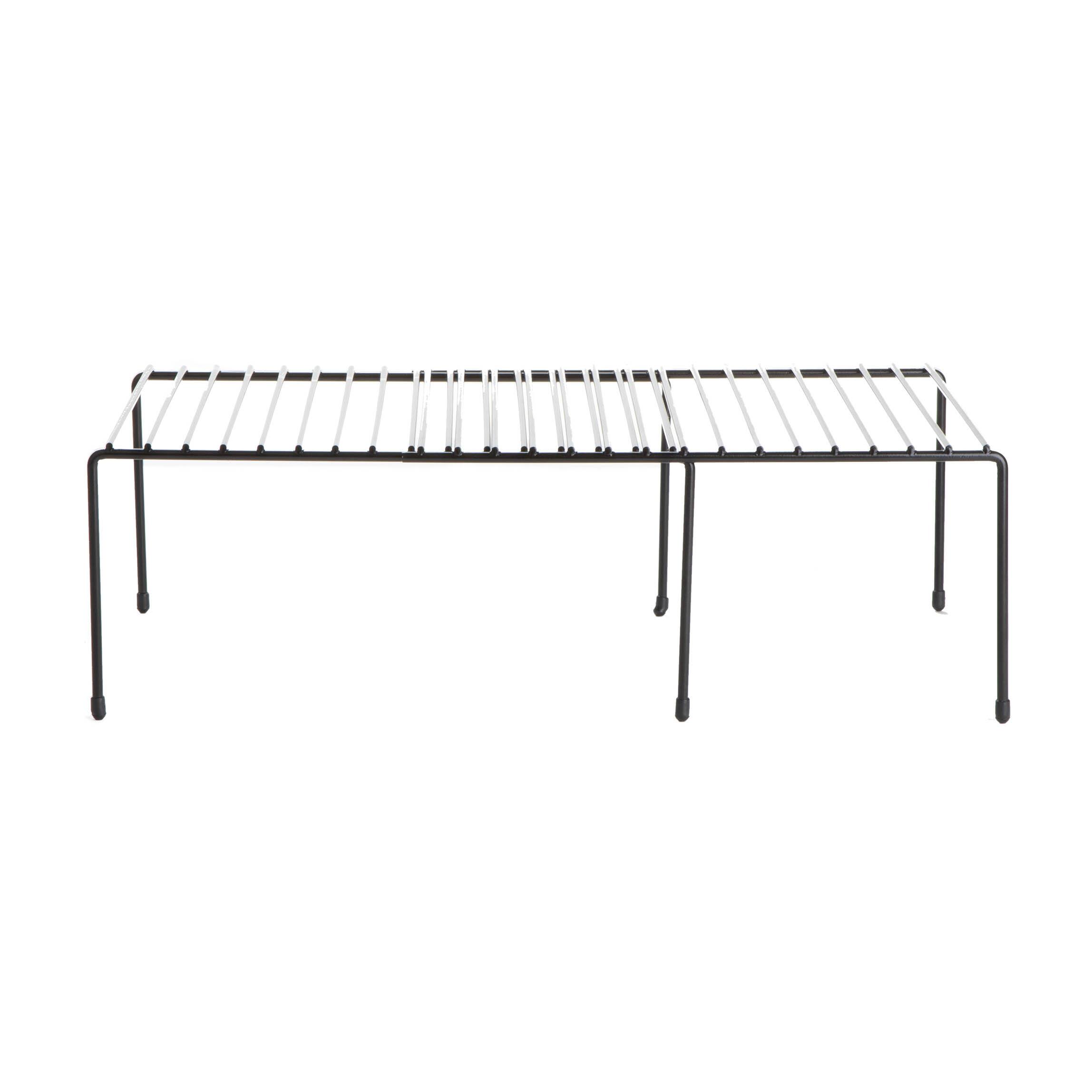 Mind Reader Black Multi-Purpose Expandable Kitchen Counter & Cabinet Shelf Storage