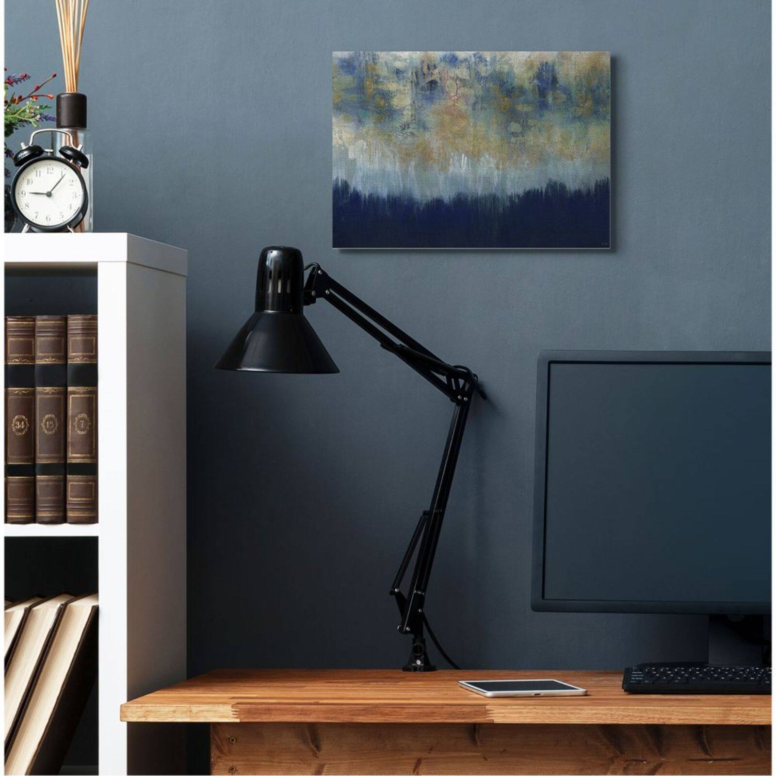 Stupell Industries Gold & Blue Abstract Canvas Wall Art