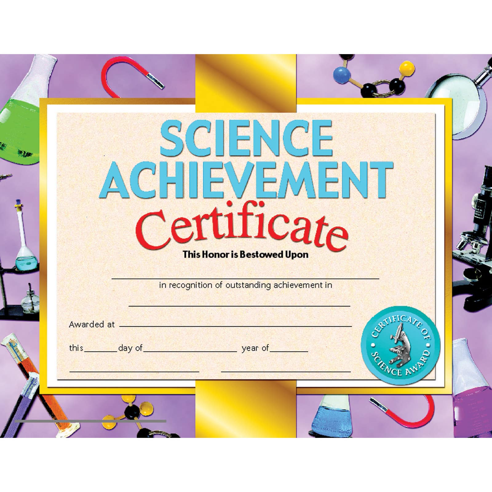 Hayes&#xAE; Science Achievement Certificate, 6 Packs of 30