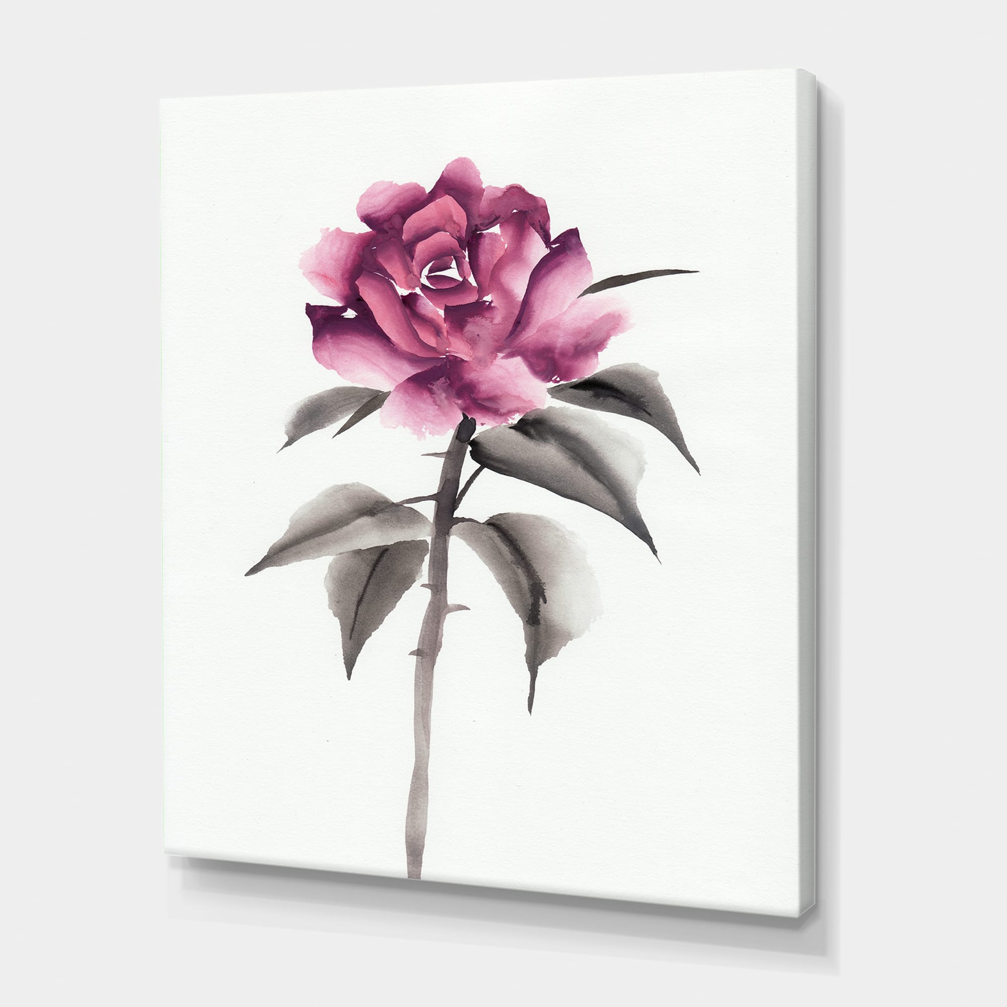 Designart - Vintage Pink Rose Flower - Traditional Canvas Wall Art Print