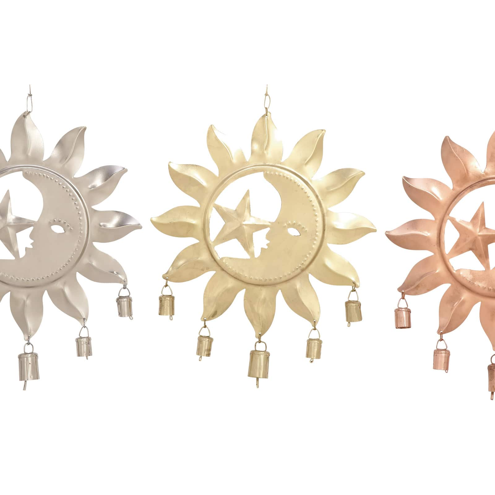 Multi Colored Sun &#x26; Moon Metal Eclectic Windchime Set