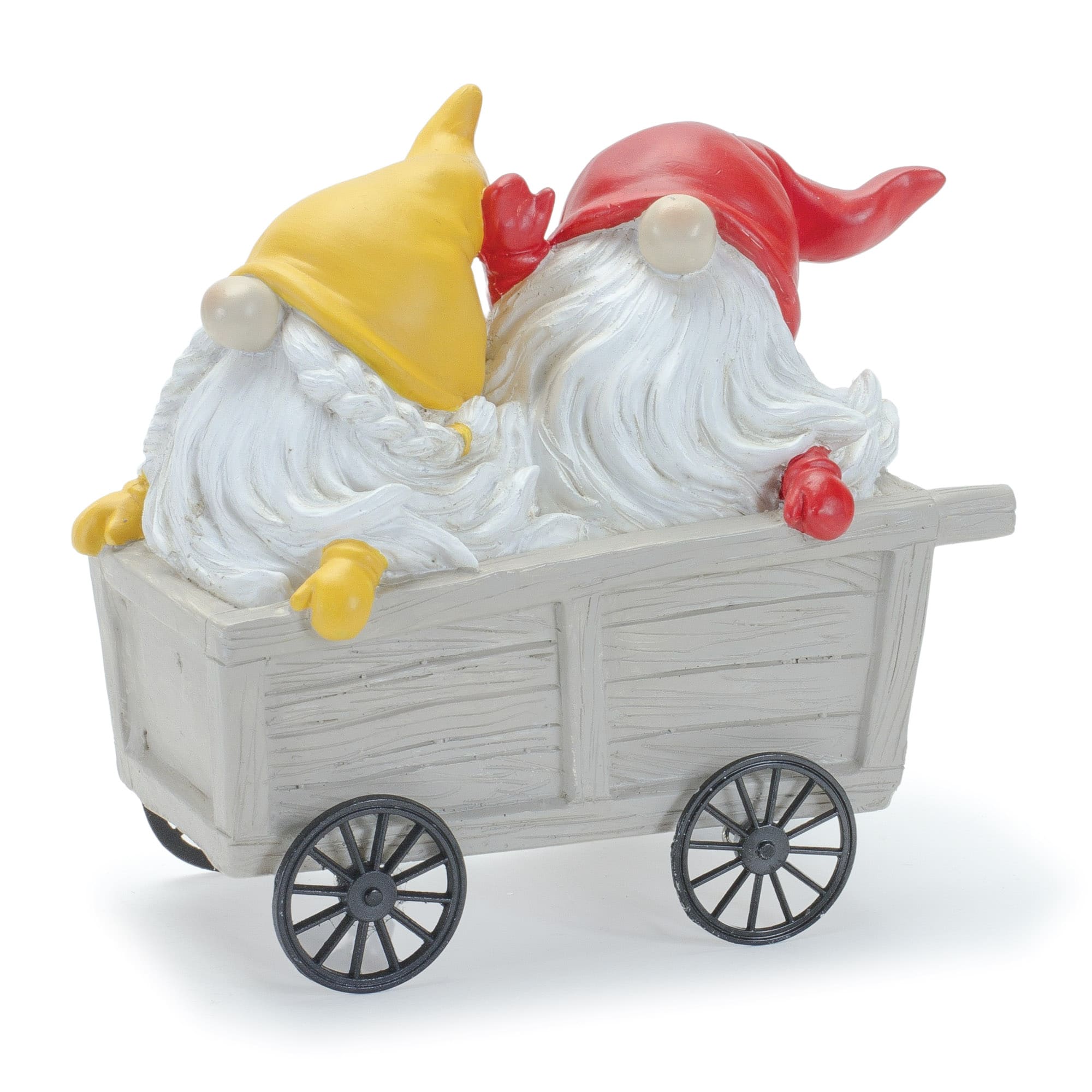 Whimsical Garden Gnomes Riding a Scooter & Wheelbarrow Figurines Set
