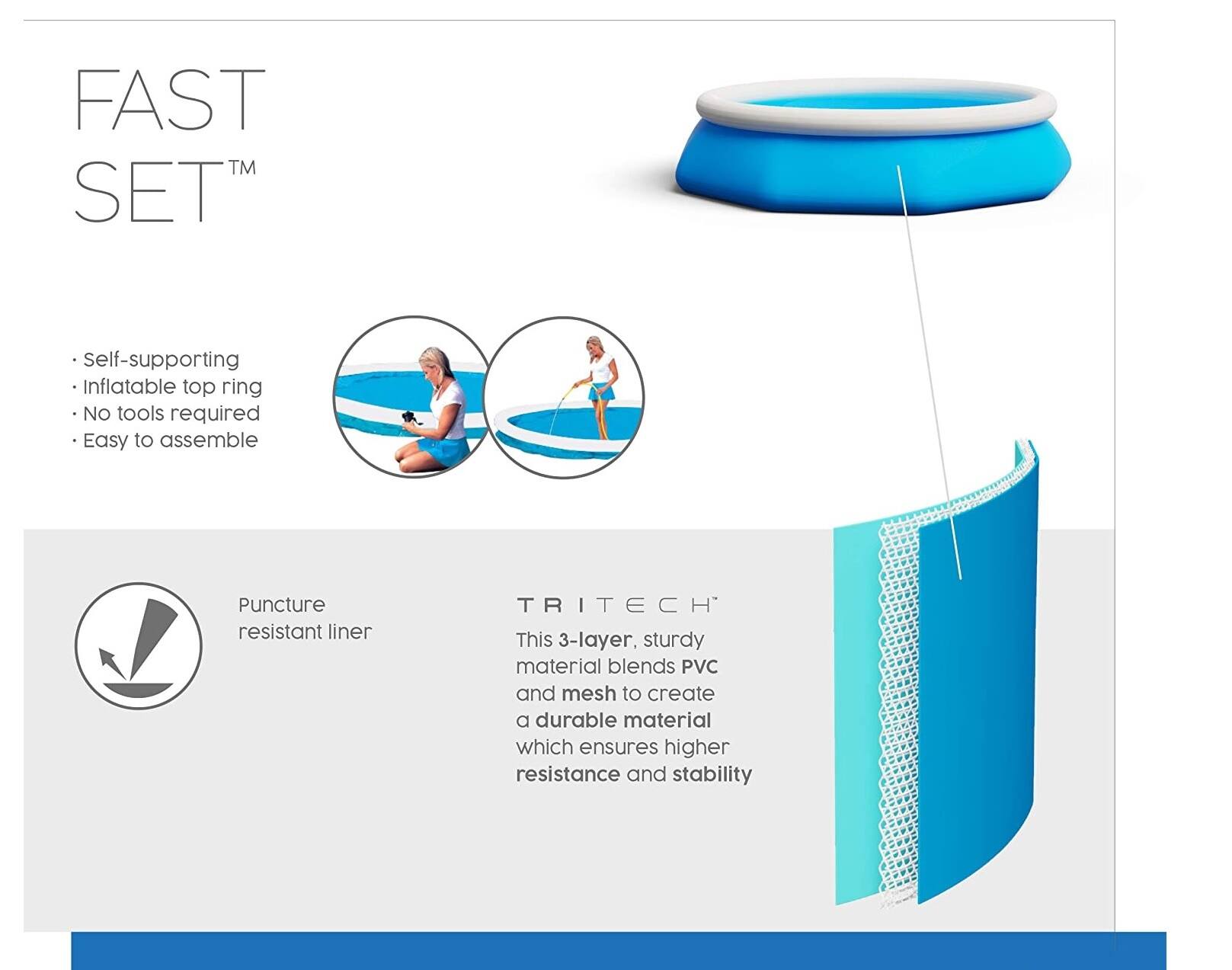 Pool Central® 8ft. Round Inflatable Easy Set Kids Swimming Pool with Filter Pump