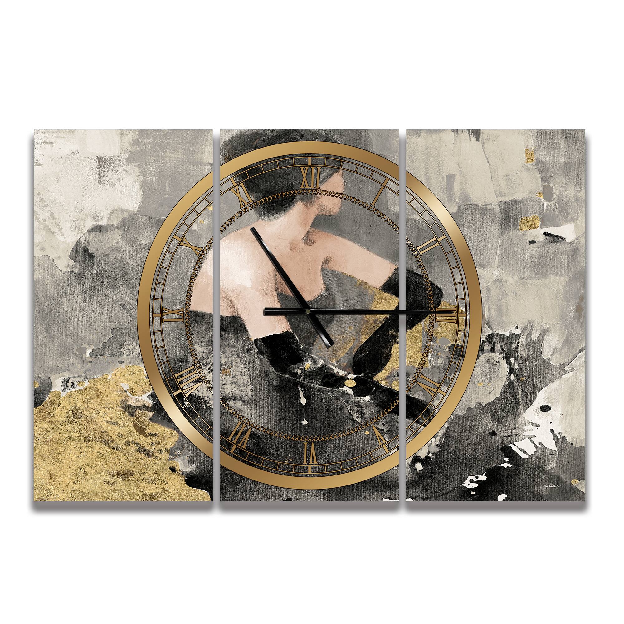 Designart 'Gold Fashion Dance Traditional Multipanel Wall Clock