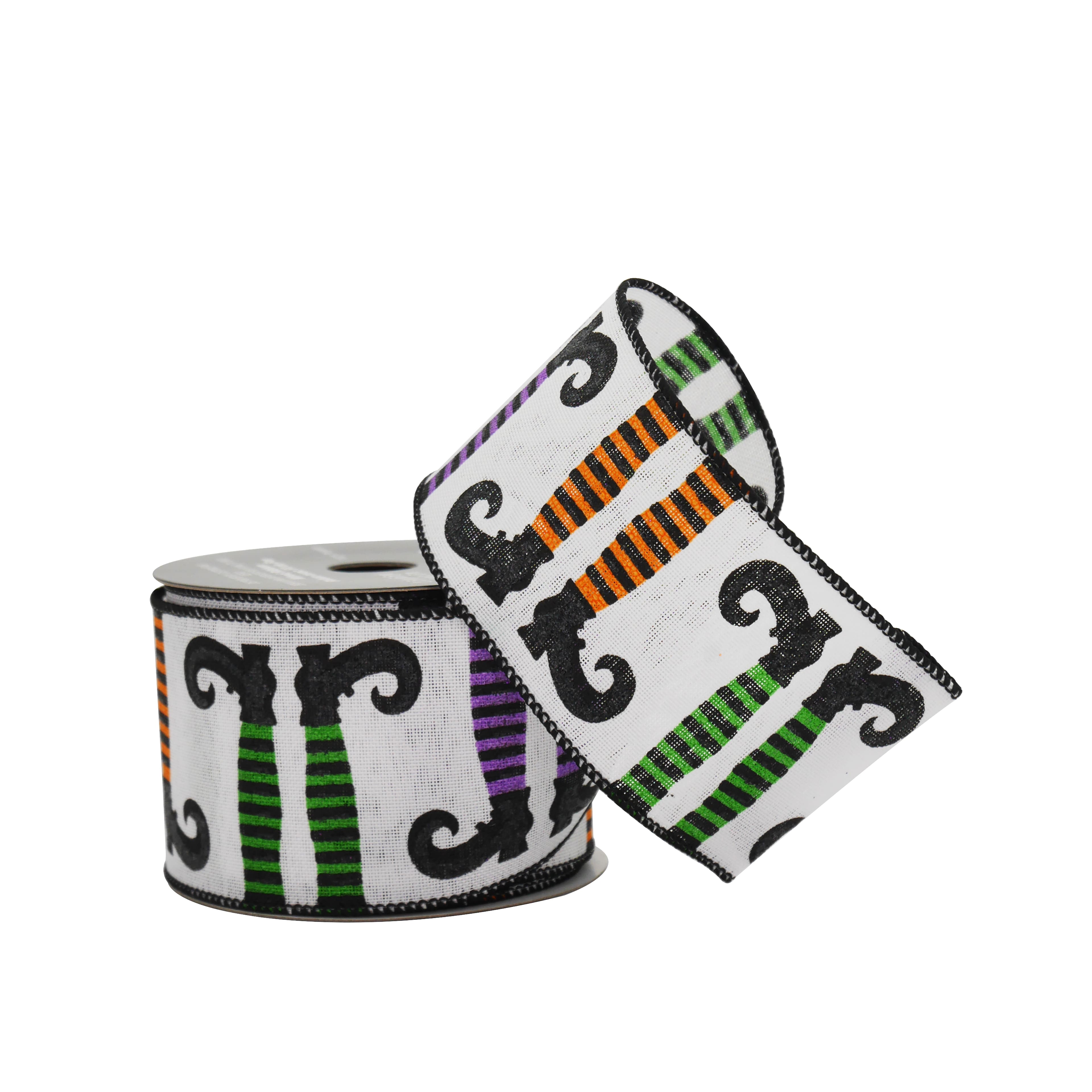 2.5" x 20ft. Halloween Legs Wired Faux Linen Ribbon by Celebrate It® Halloween