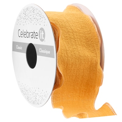 1.5" x 3yd. Yellow Ruffle Edge Ribbon by Celebrate It® Classic image