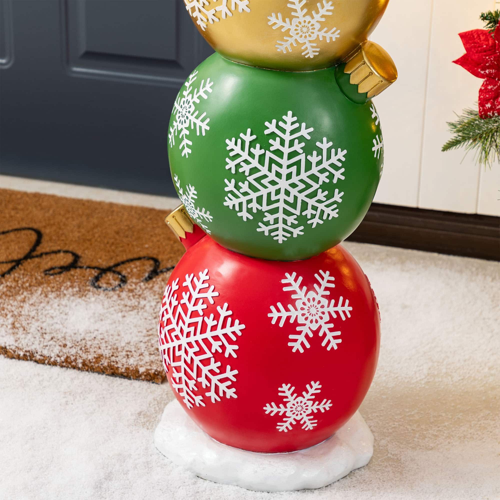 Glitzhome&#xAE; 36.25&#x22; Christmas Resin Stacked Ornament Porch Decor