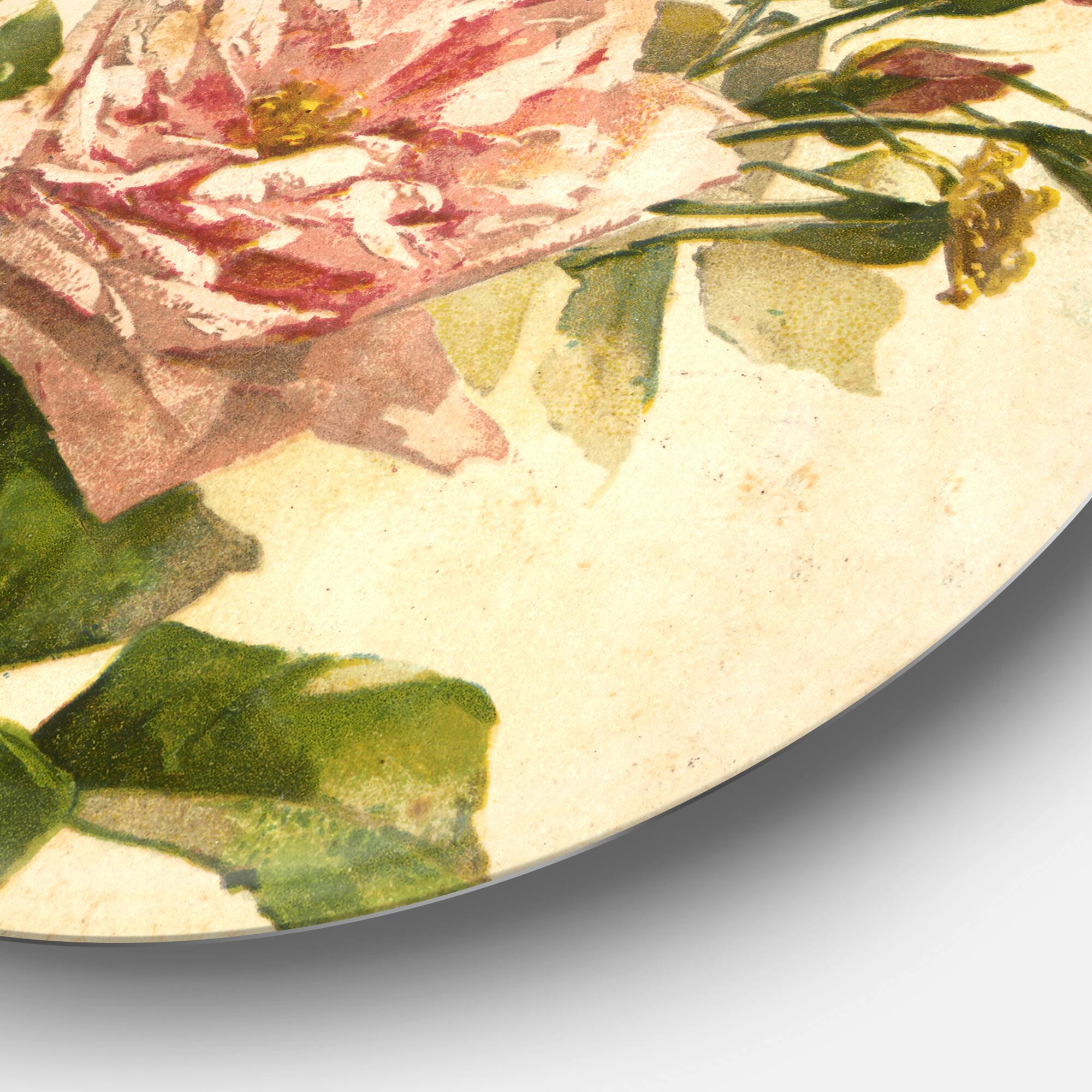Designart - Pink Flower Illustration&#x27; Disc Floral Metal Artwork