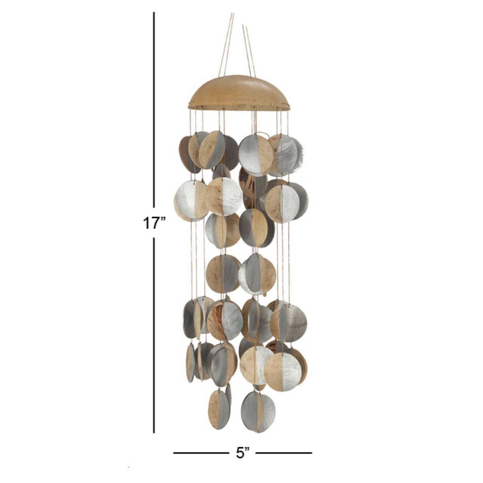 Silver Coconut shells Coastal Windchime, 5&#x22; x 17&#x22;