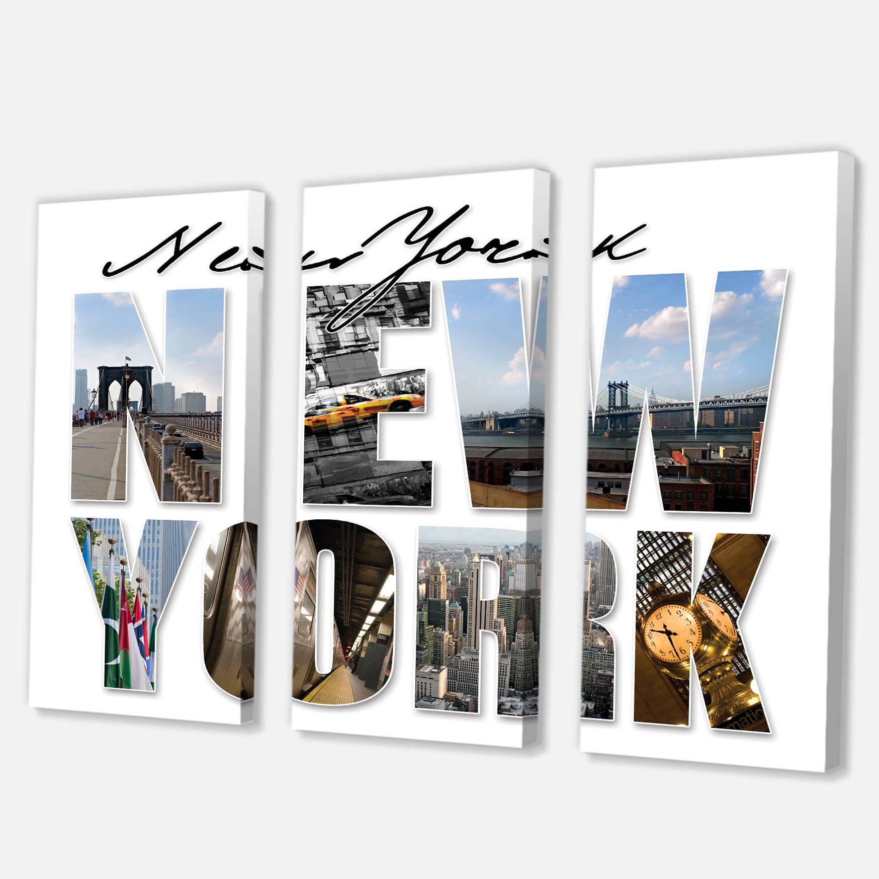 Designart - New York City Graphic Montage - Cityscape Canvas Art Print
