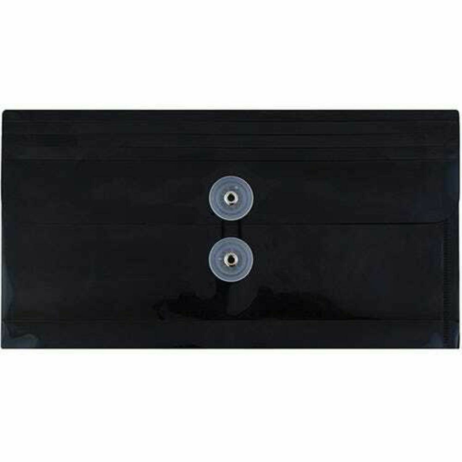 JAM Paper 5.25" x 10" Plastic #10 Business Envelope with Button and String Tie Closure, 108ct.