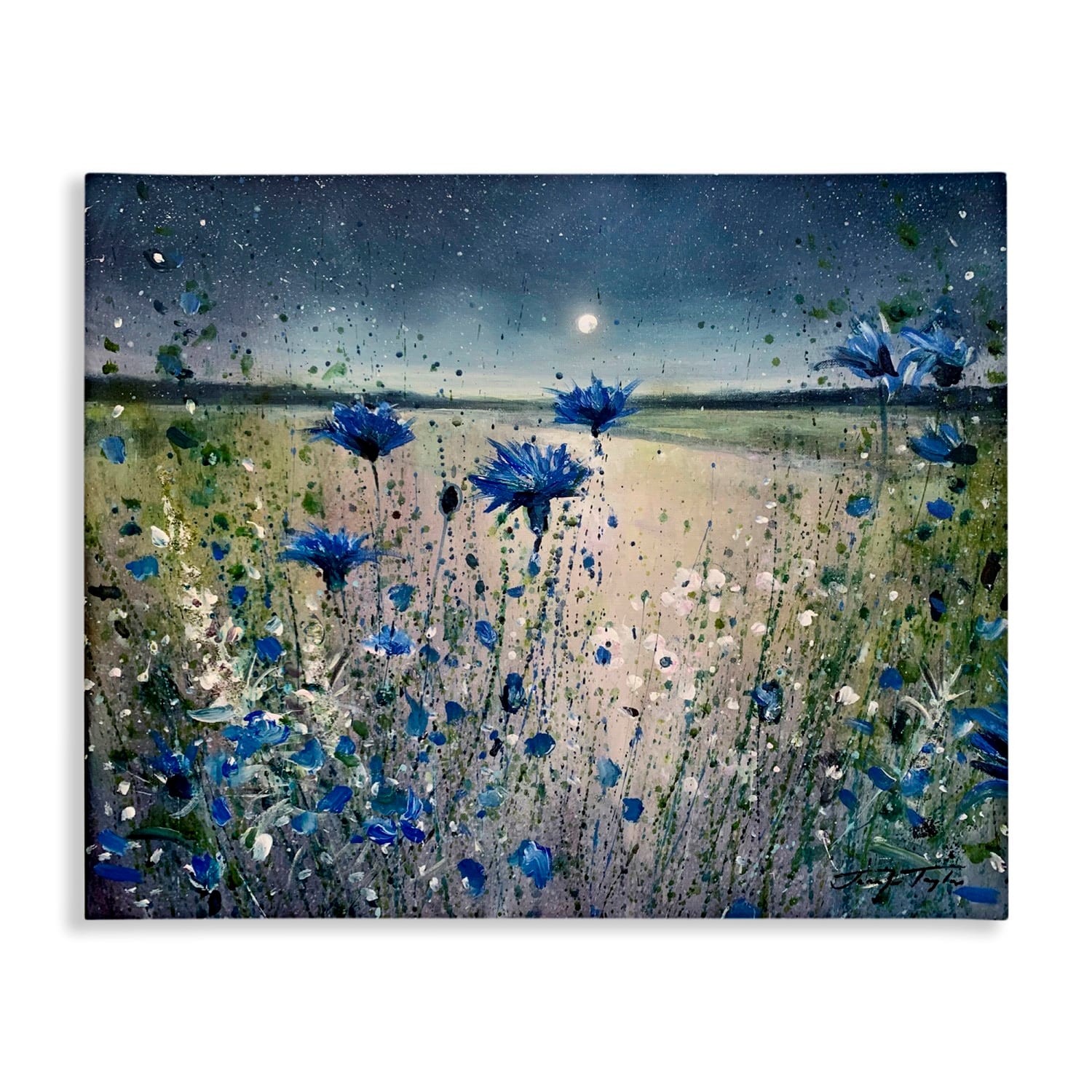Stupell Industries Moon over Blooming Flowers Canvas Wall Art