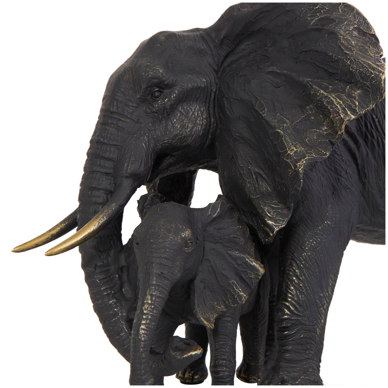 14&#x22; Bronze Elephant Family Sculpture