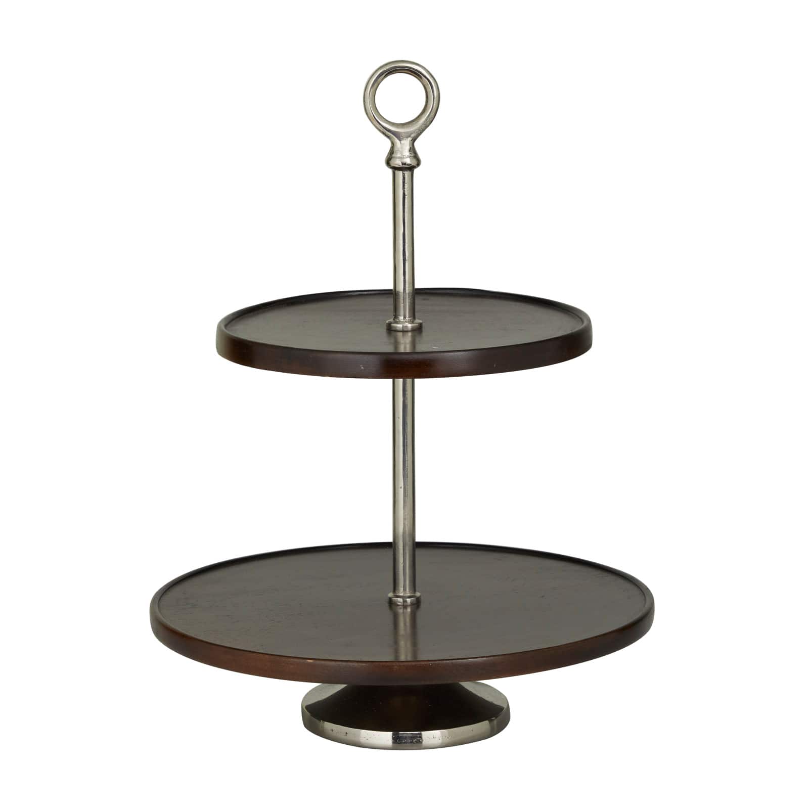 18&#x22; Dark Brown Mango Wood 2 Tiered Server