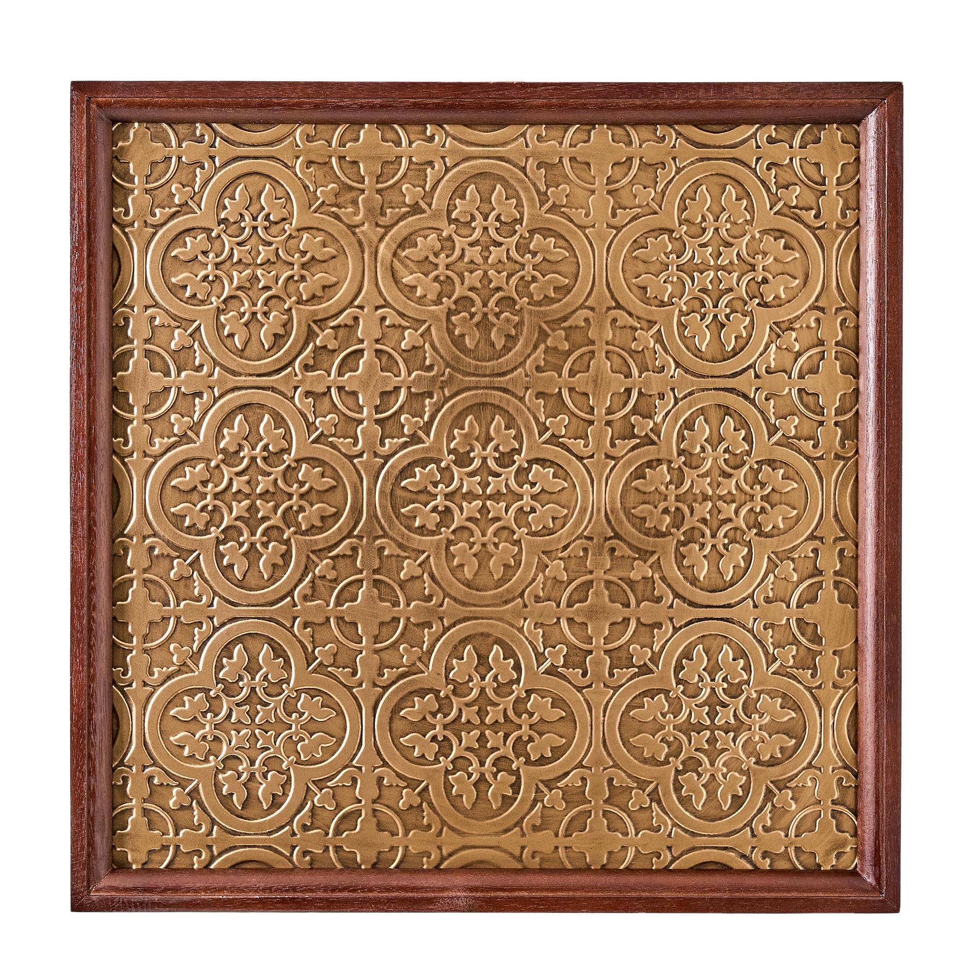 American Art Decor Embossed and Framed Gold Tile Bar Wall Decor - 24" x 24" x 1"