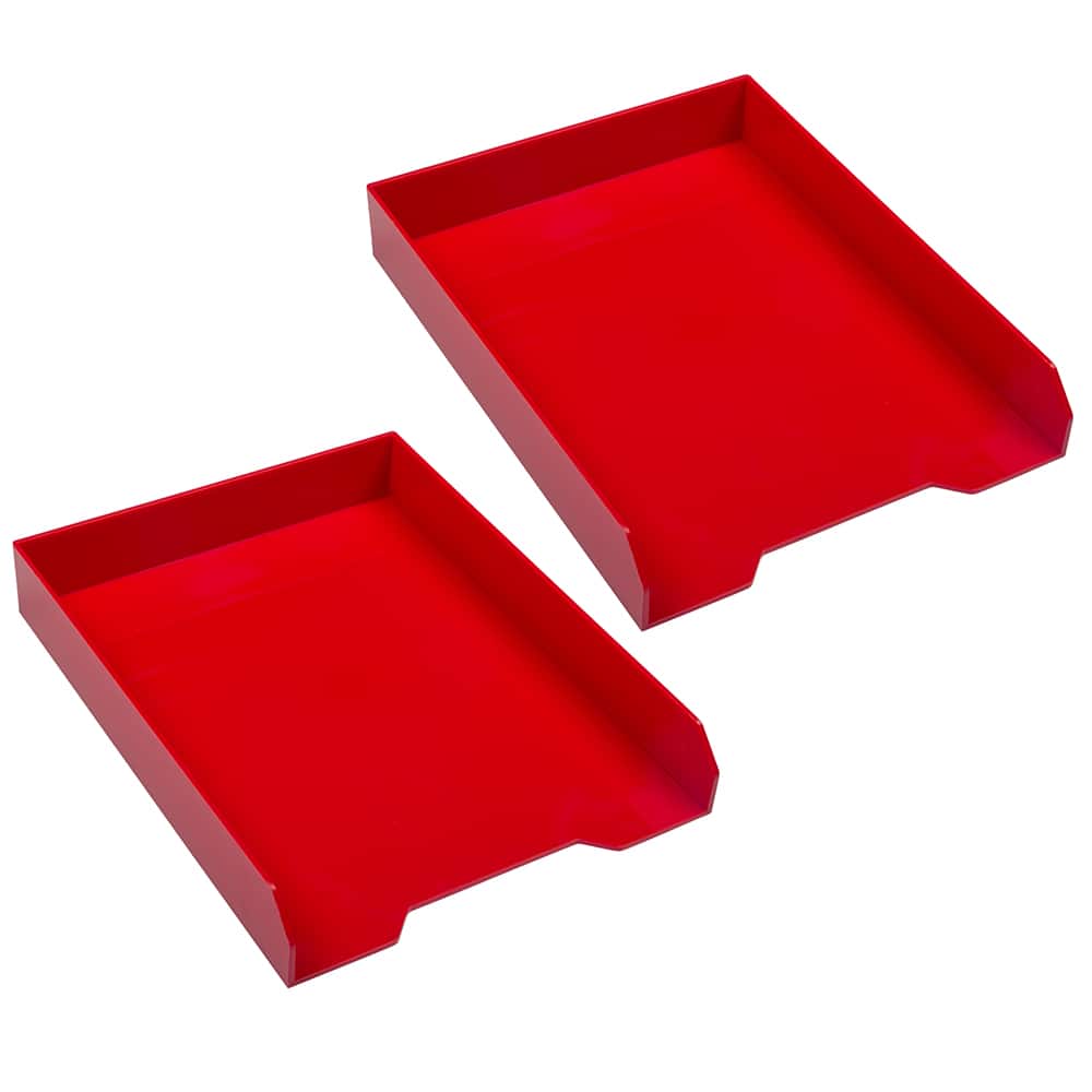 JAM Paper Red Stackable Office Desk Supply &#x26; Paper Organizer Set