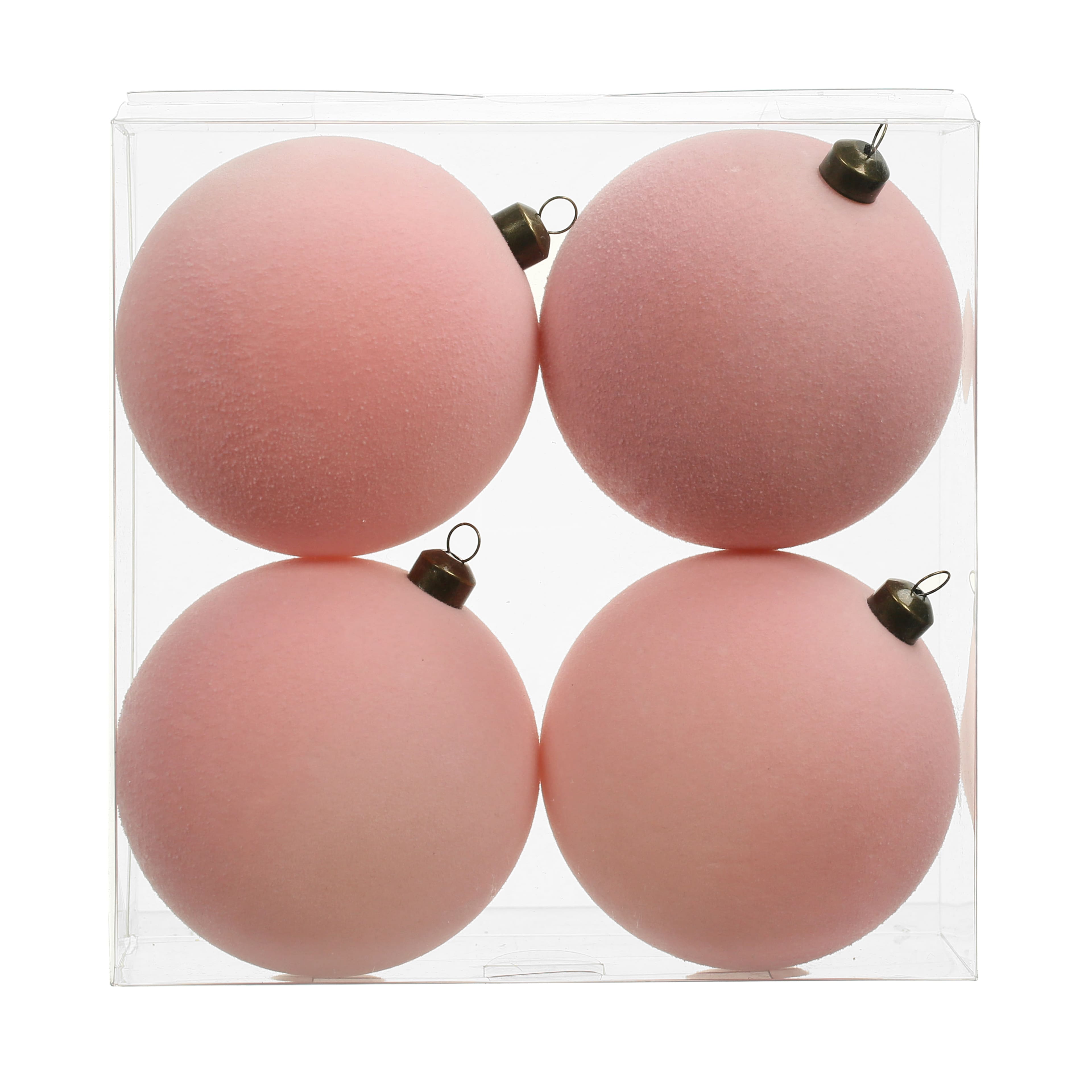 4 Pack 3.8&#x22; Flocked Shatterproof Ball Ornaments by Ashland&#xAE;