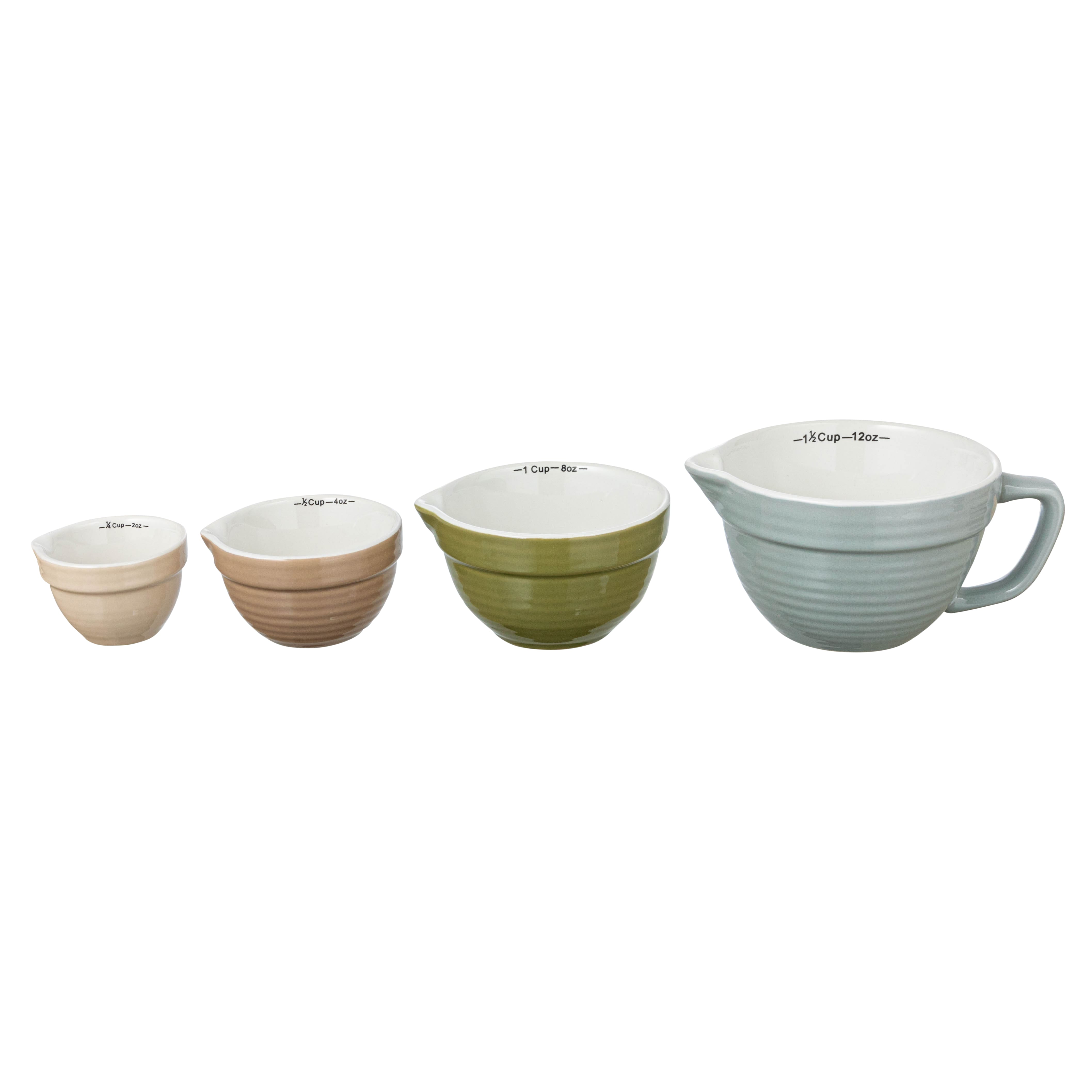 Multicolor Stoneware Batter Bowl Measuring Cups, 4ct.