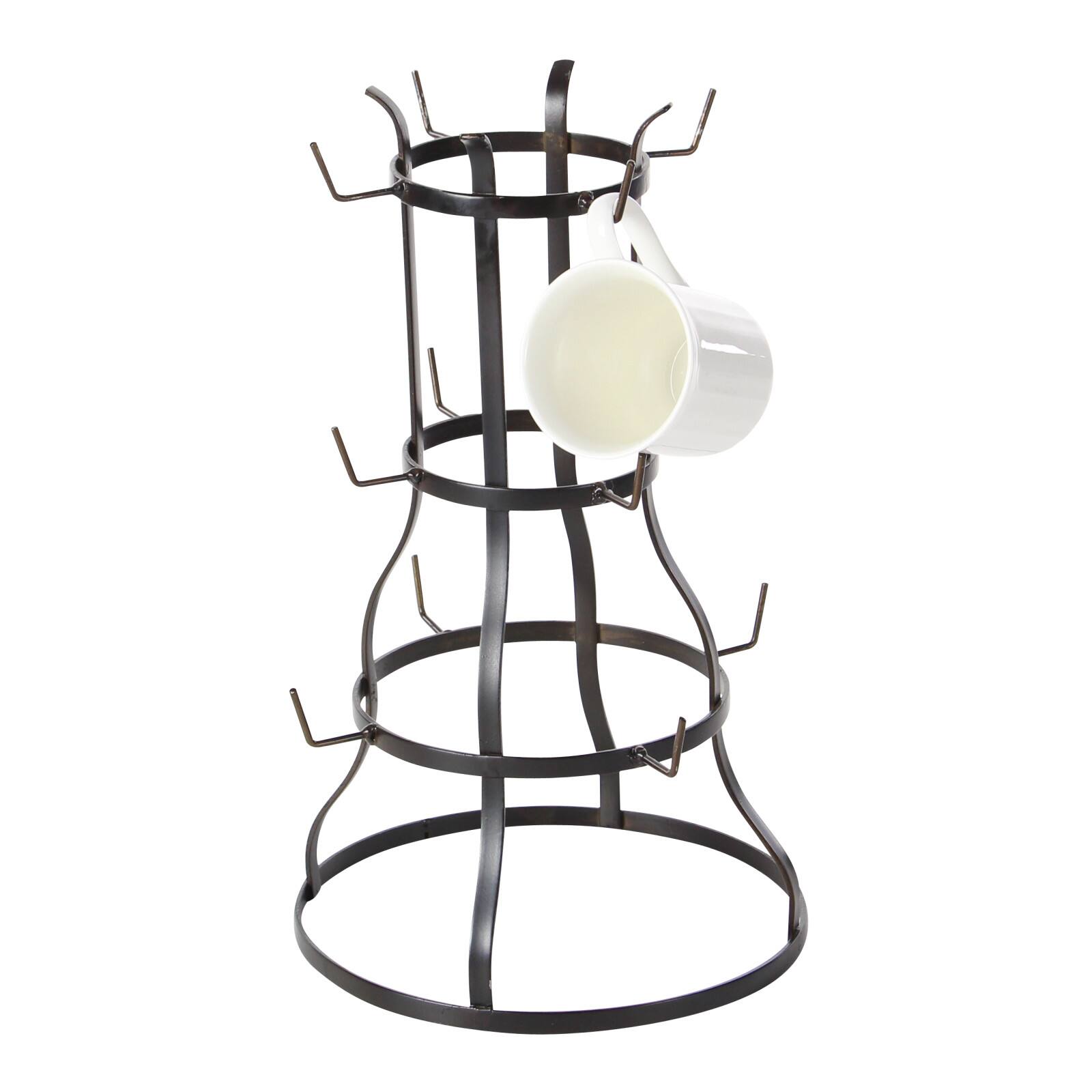 16&#x22; &#x26; 24&#x22; Black Metal Farmhouse Mug Holder Set