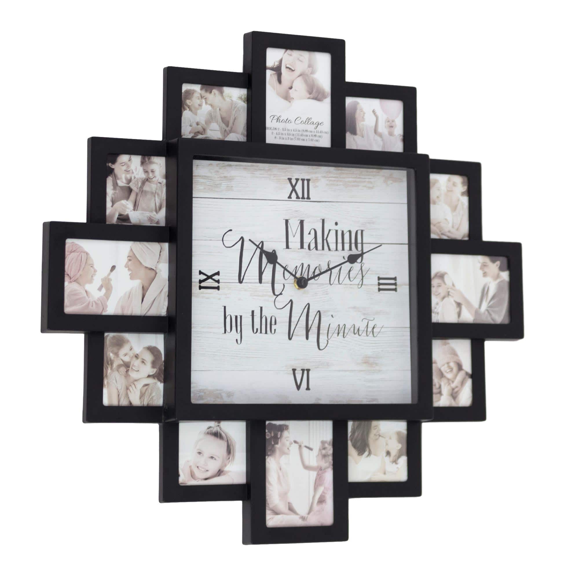 Black &#x22;Memories by the Minute&#x22; Picture Frame Wall Collage Clock