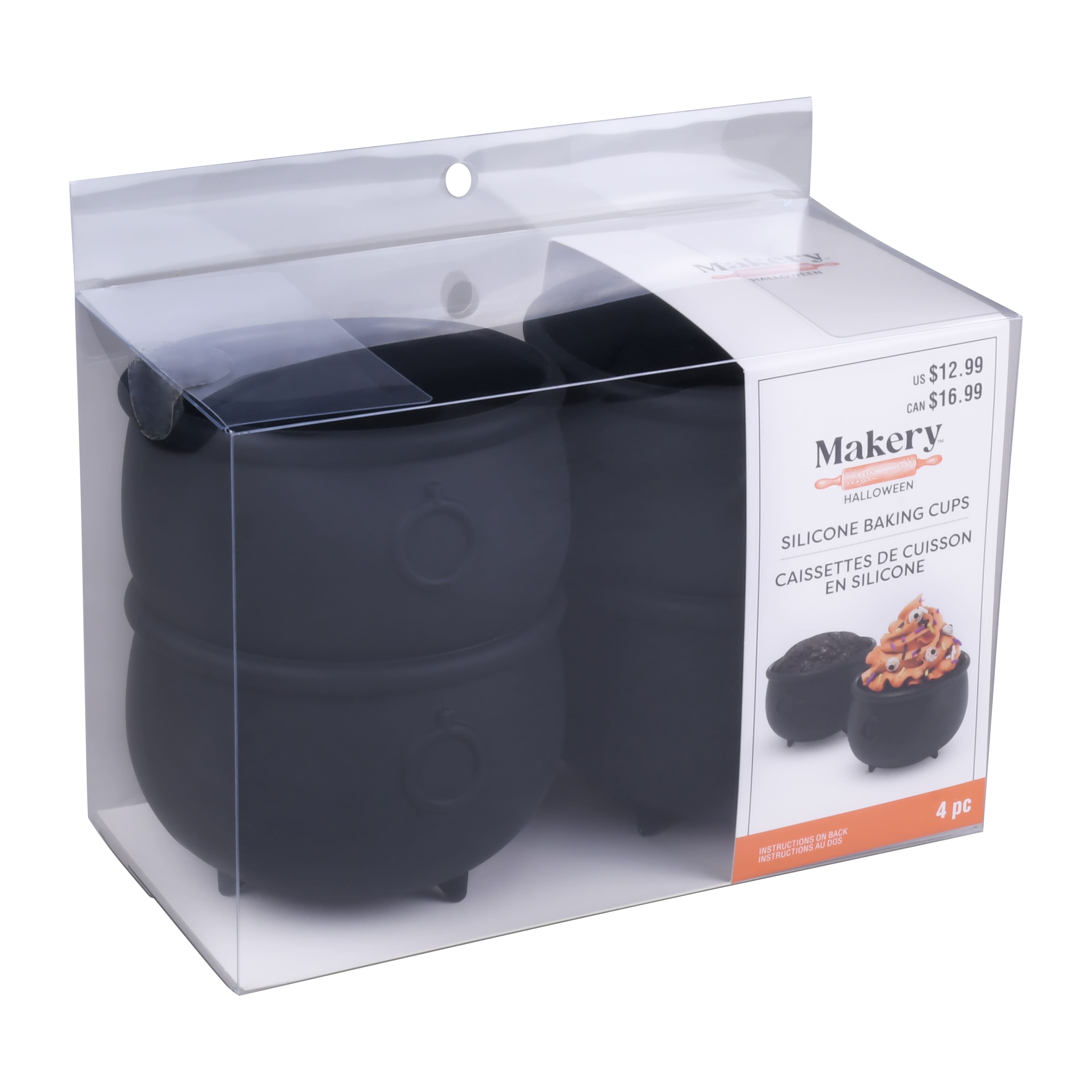 3.75&#x22; Black Cauldron Silicone Baking Cups, 4ct. by Makery&#x2122;