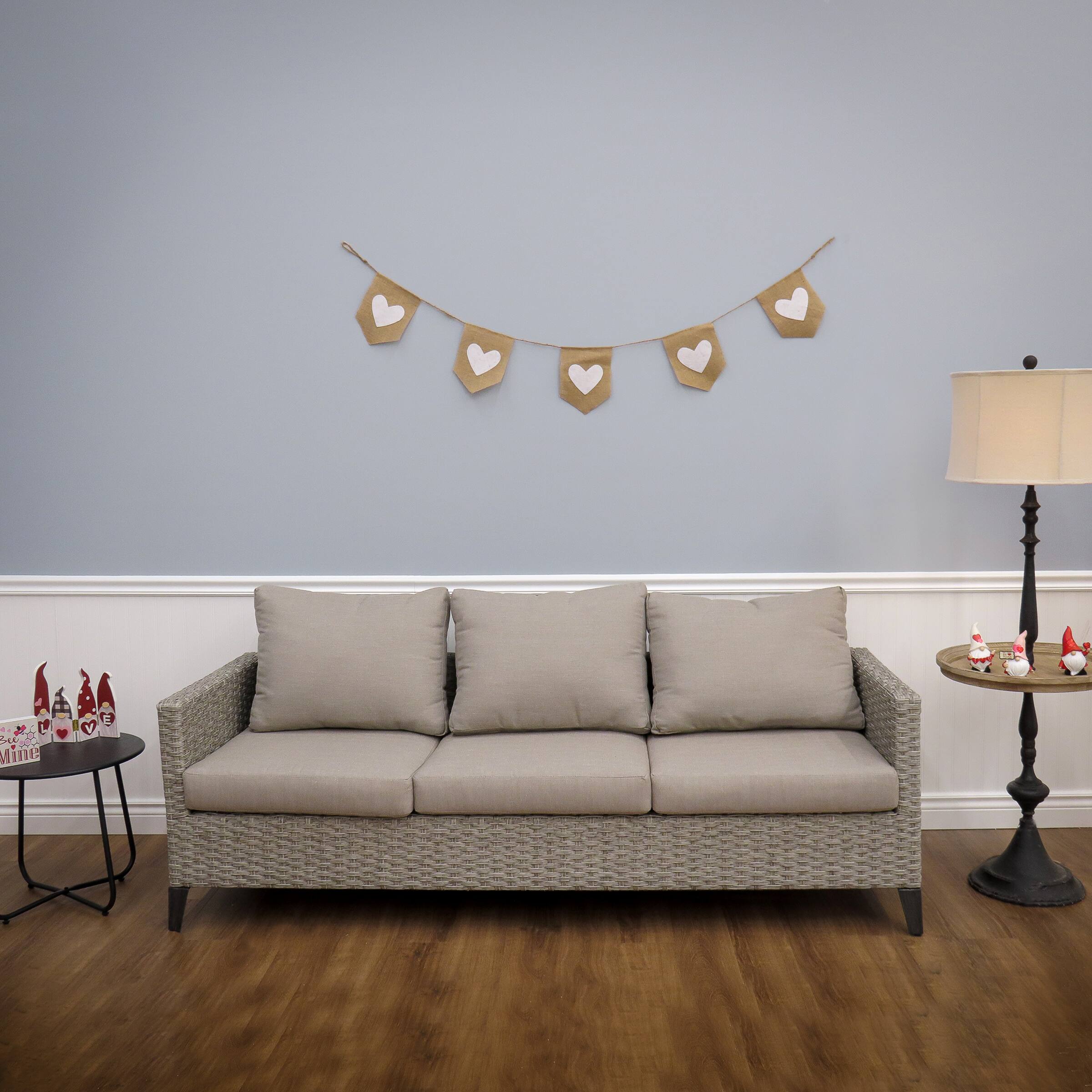 6ft. White Hearts Valentine's Day Jute Garland