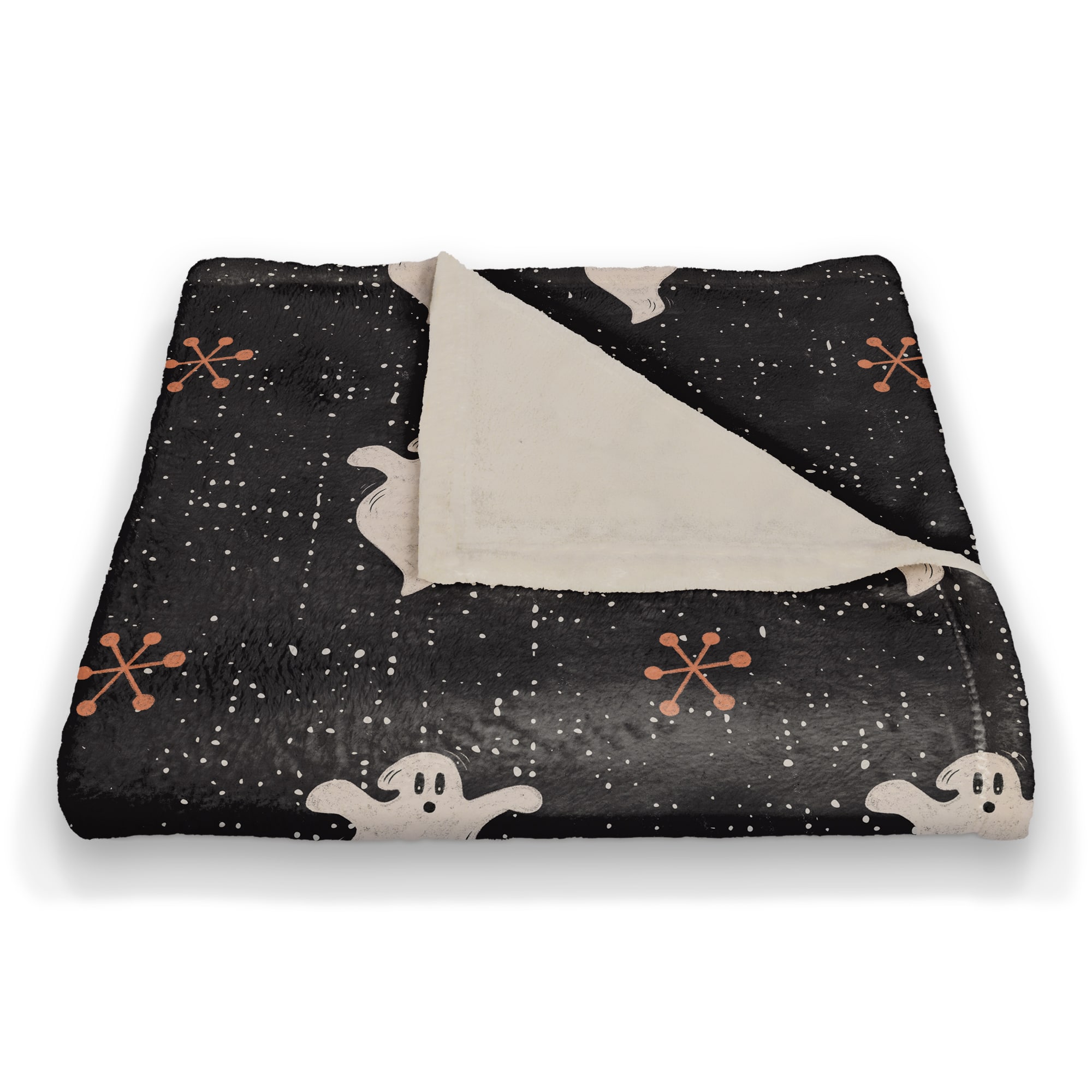 Retro Ghosts Coral Fleece Blanket