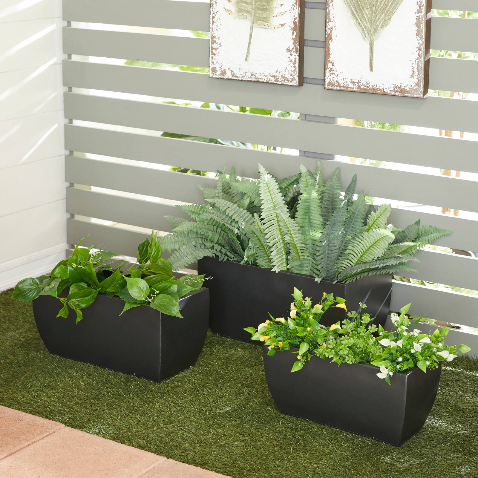 Grey Modern Planter, Set of 3&#x22; 20&#x22;, 18&#x22;, 16&#x22;