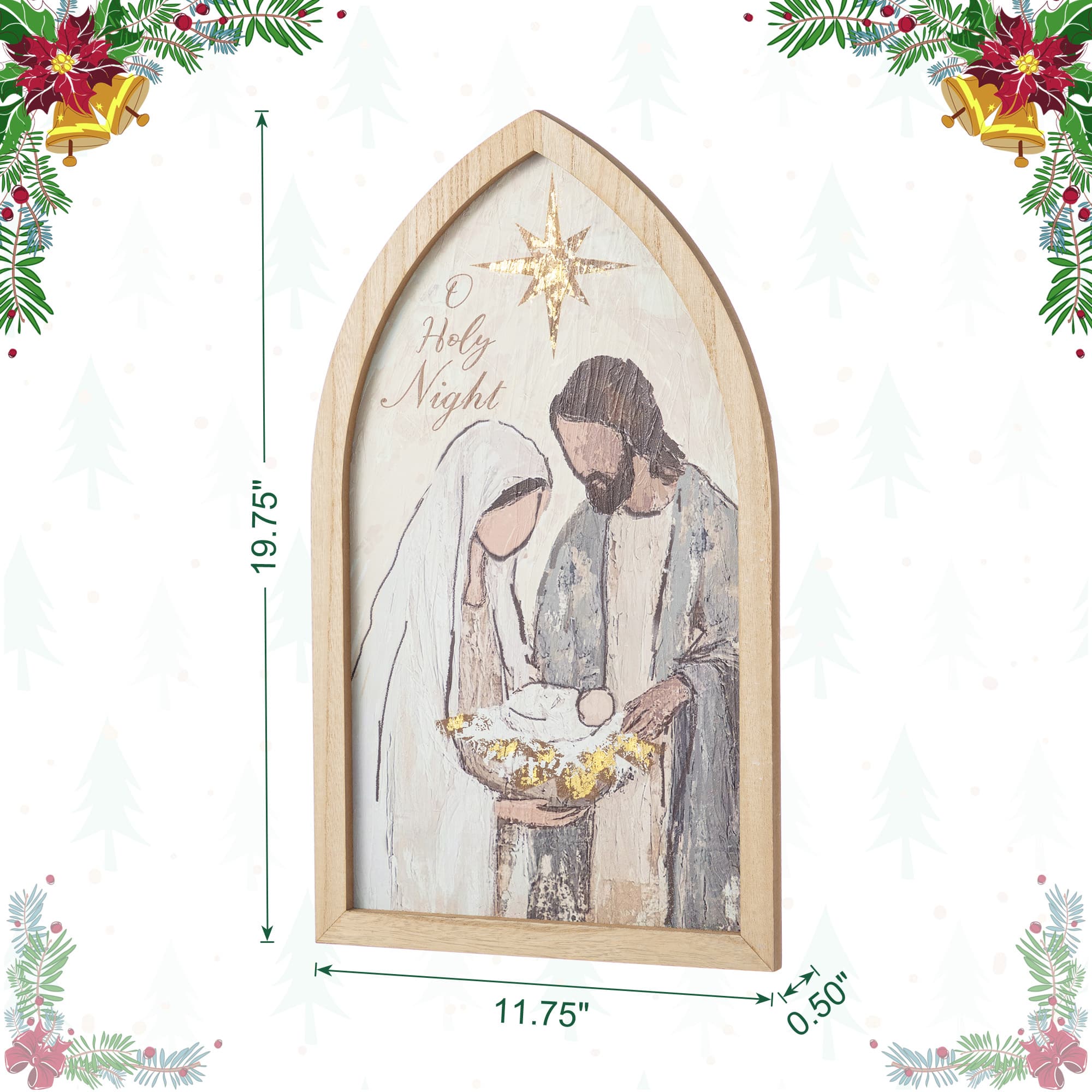 Glitzhome® 19.75" Wooden Gold Foil Nativity Scene Wall Decor