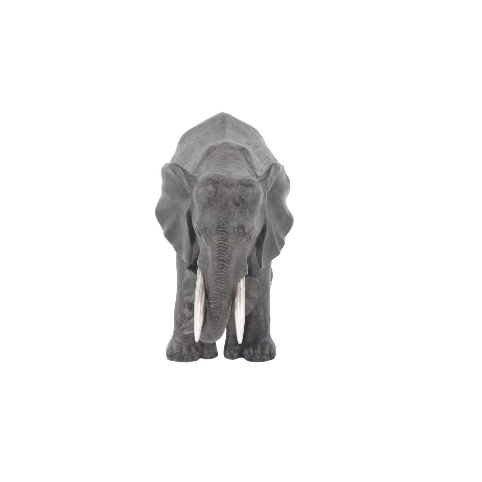 20" Dark Gray Eclectic Polystone Elephant Sculpture