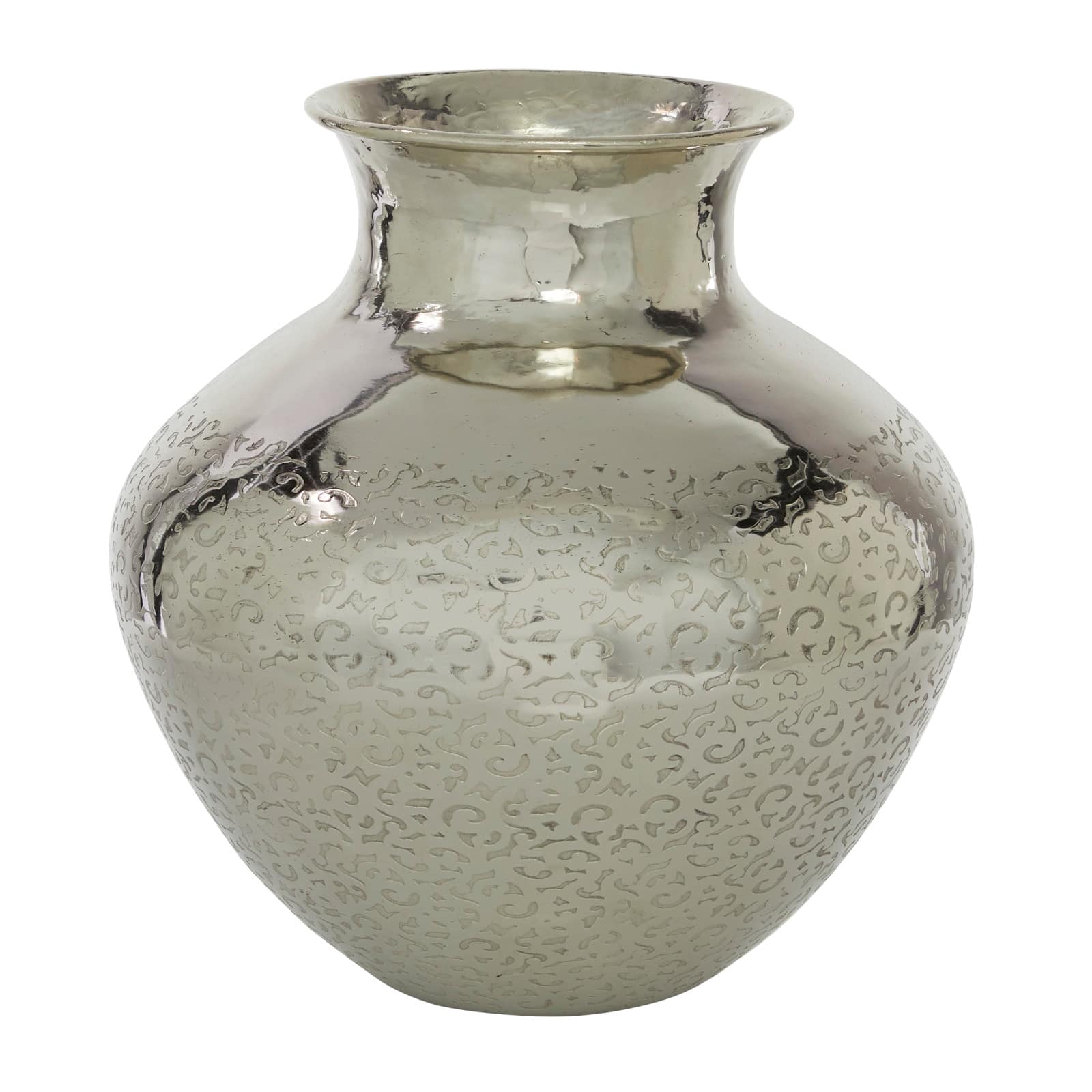 Silver Aluminum Goblet Inspired Hammered Vase