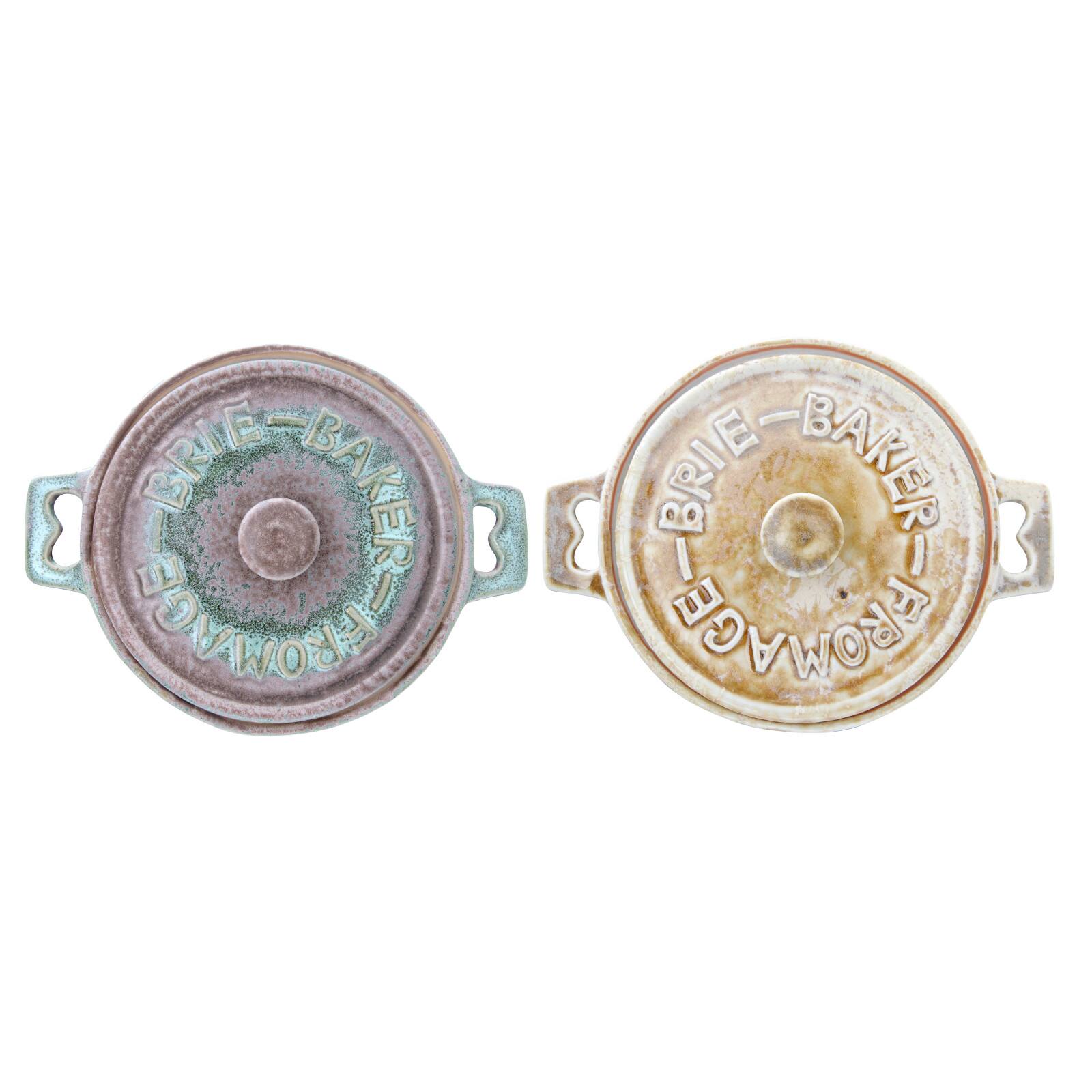 Hello Honey® Stoneware Brie Baker with Lid & Bamboo Spreader Set, 2ct.