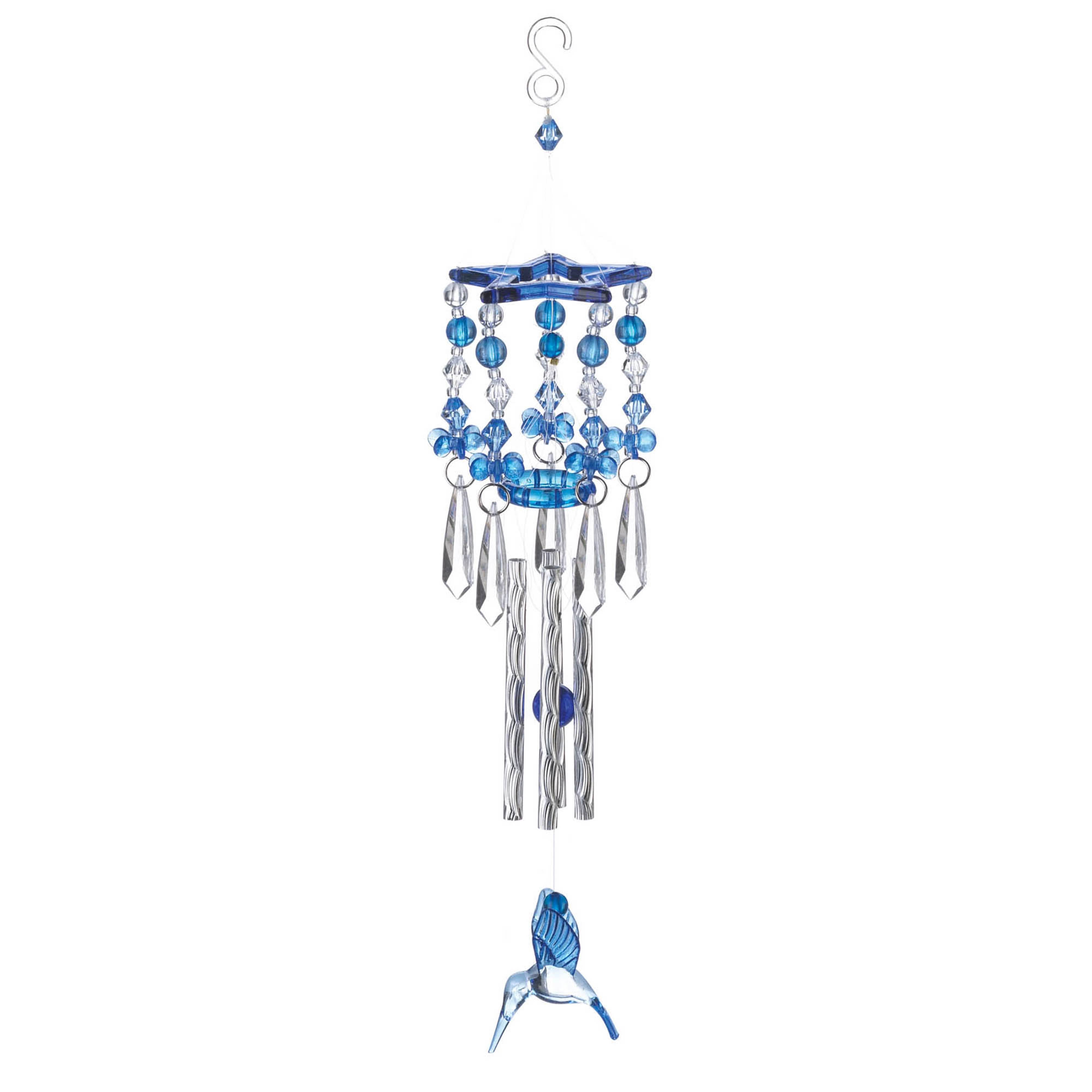 13&#x22; Blue Hummingbird Wind Chimes