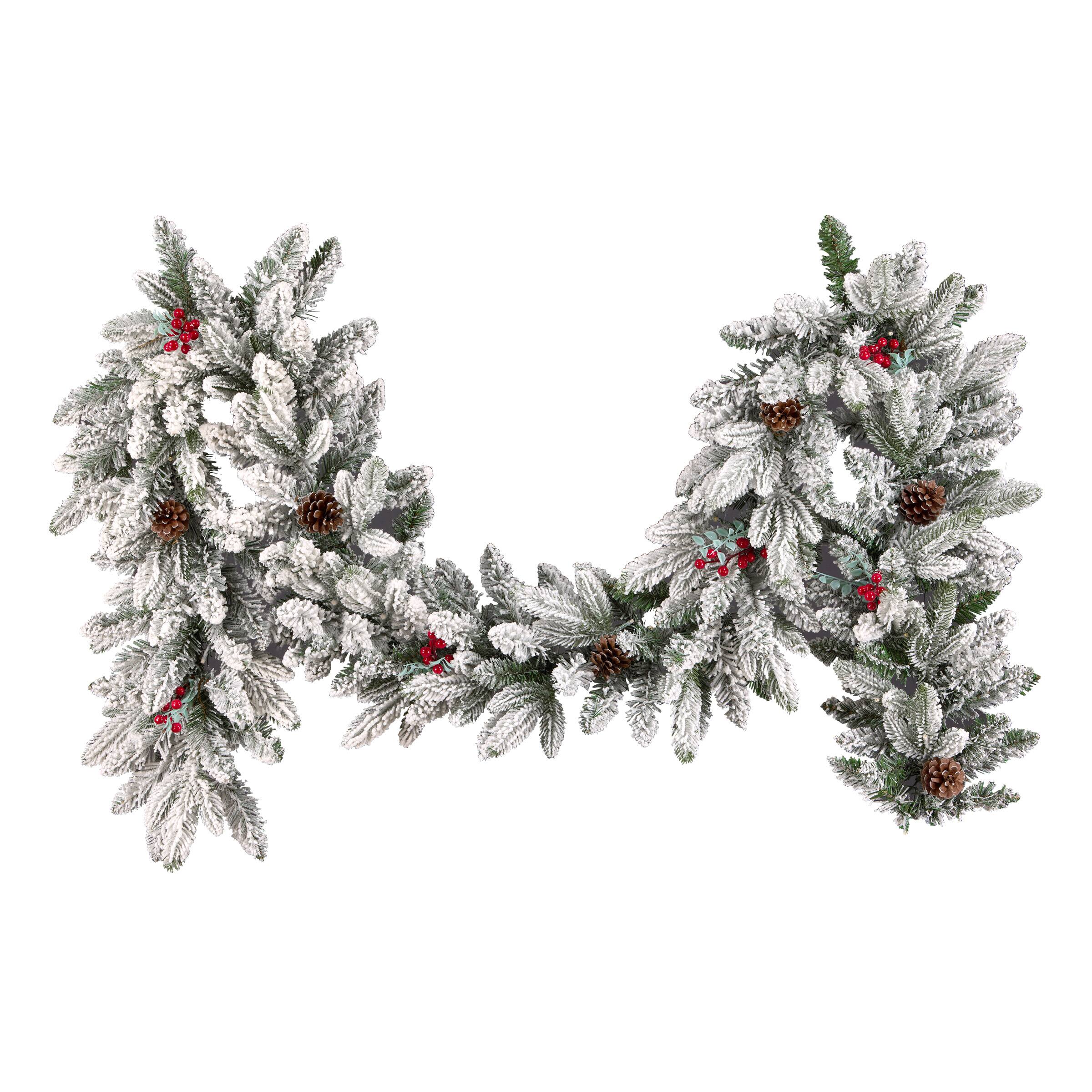 9ft. Snowberry Pine Pre-Lit LED Feel Real&#xAE; Garland 