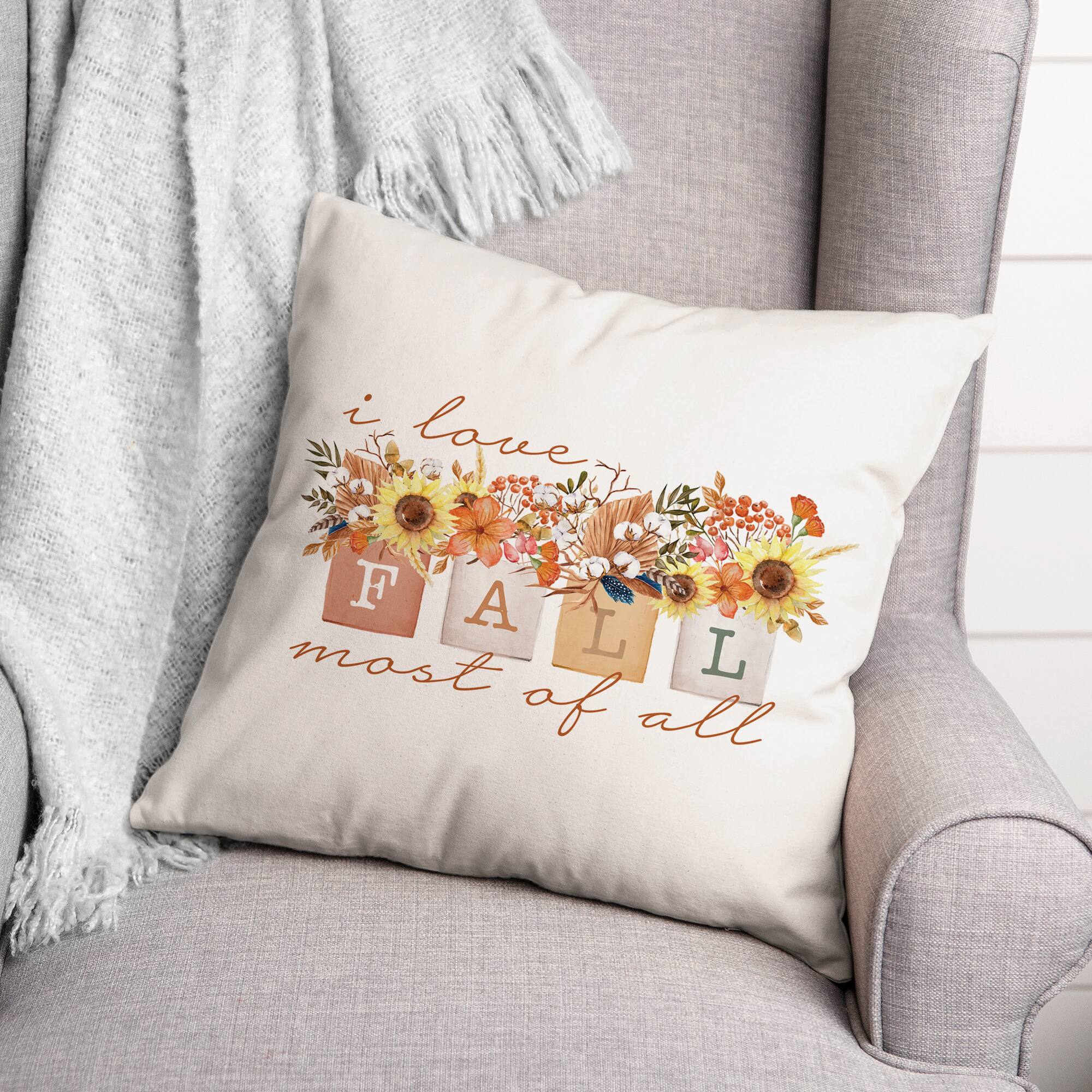 Love Fall Bouquet Throw Pillow