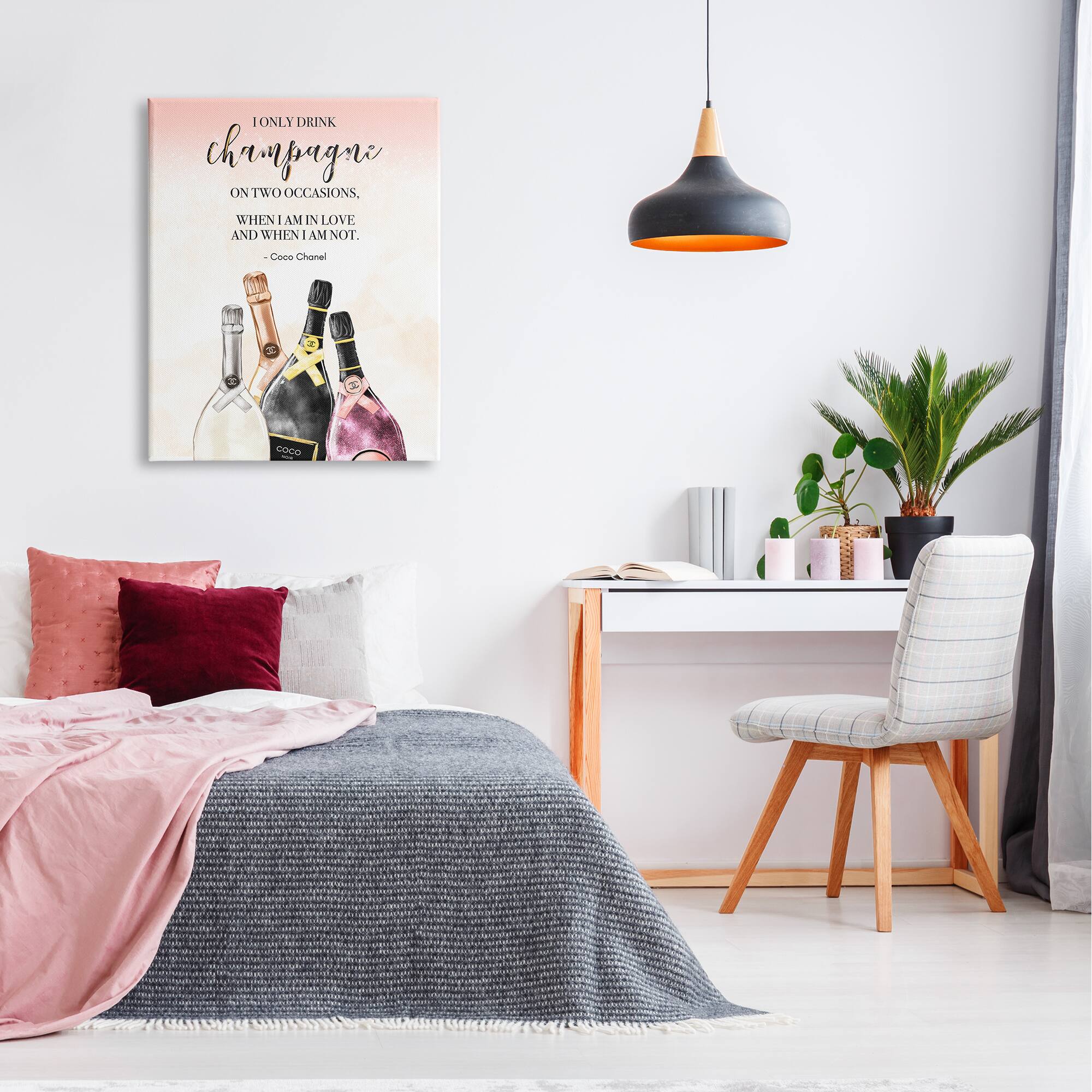 Stupell Industries Champagne and Love Quote Fashion Designer Glam Text Canvas Wall Art