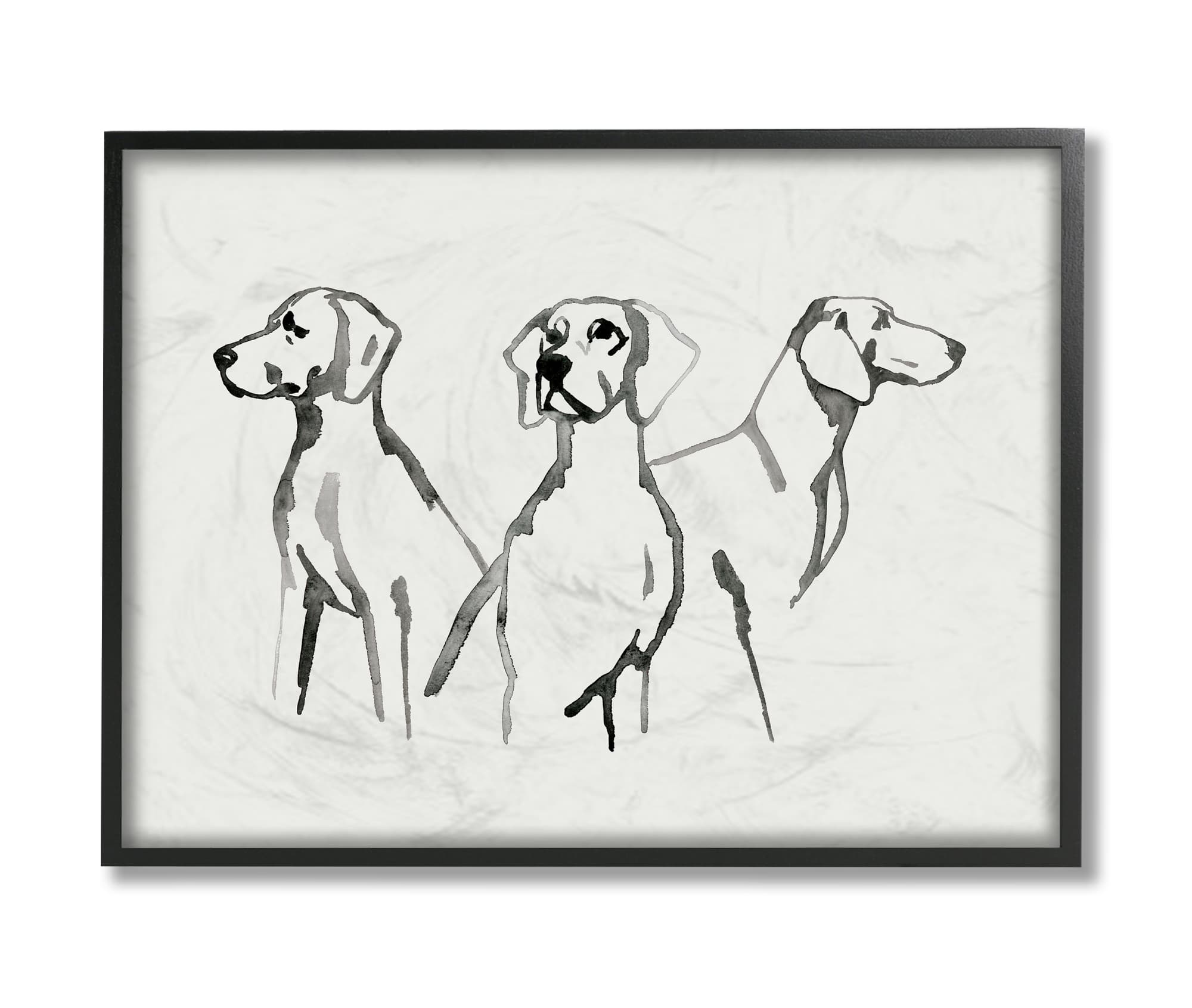 Stupell Industries Trio of Dogs Wall Art in Black Frame