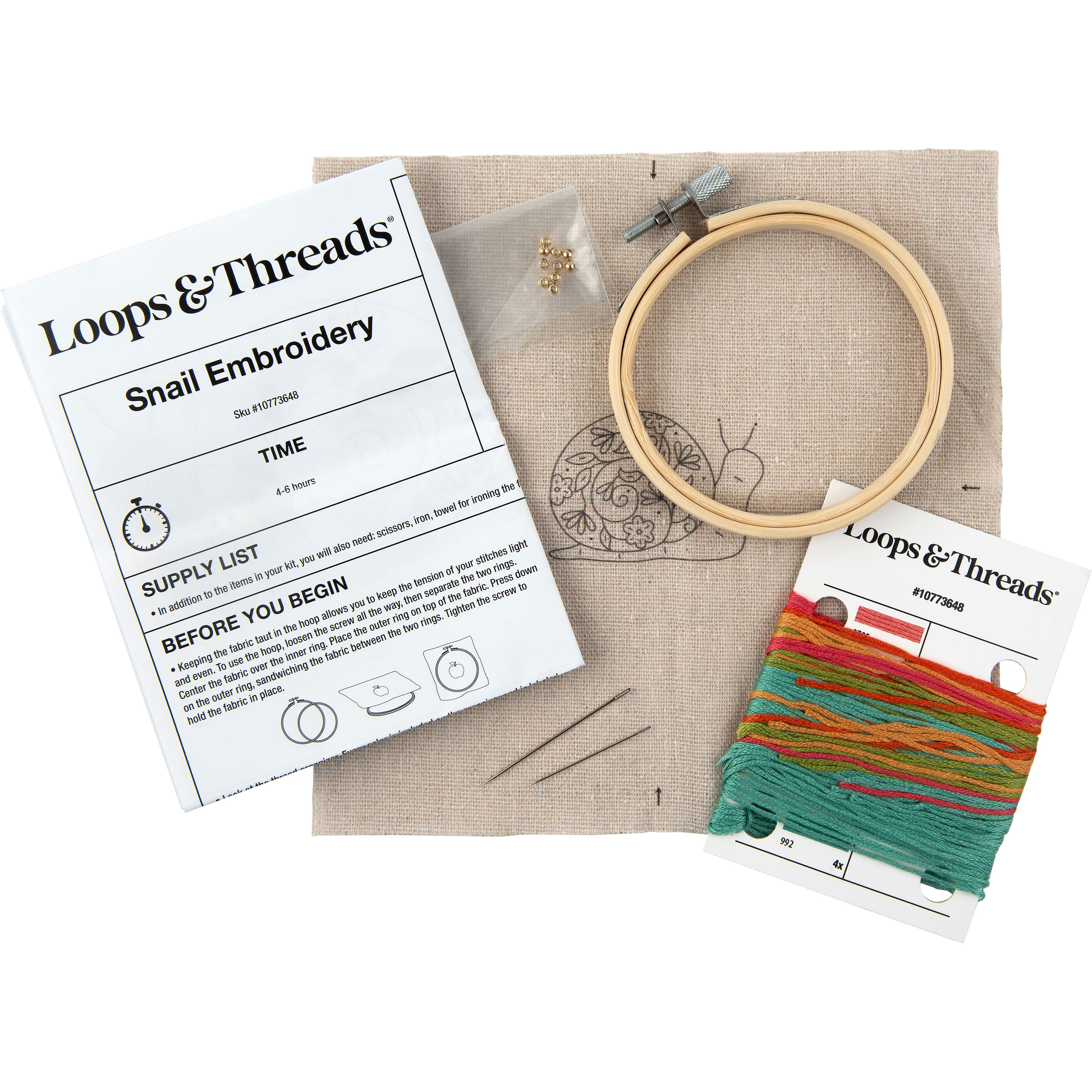 3.5&#x22; Snail Stamped Design Embroidery Kit with Hoop by Loops &#x26; Threads&#xAE;