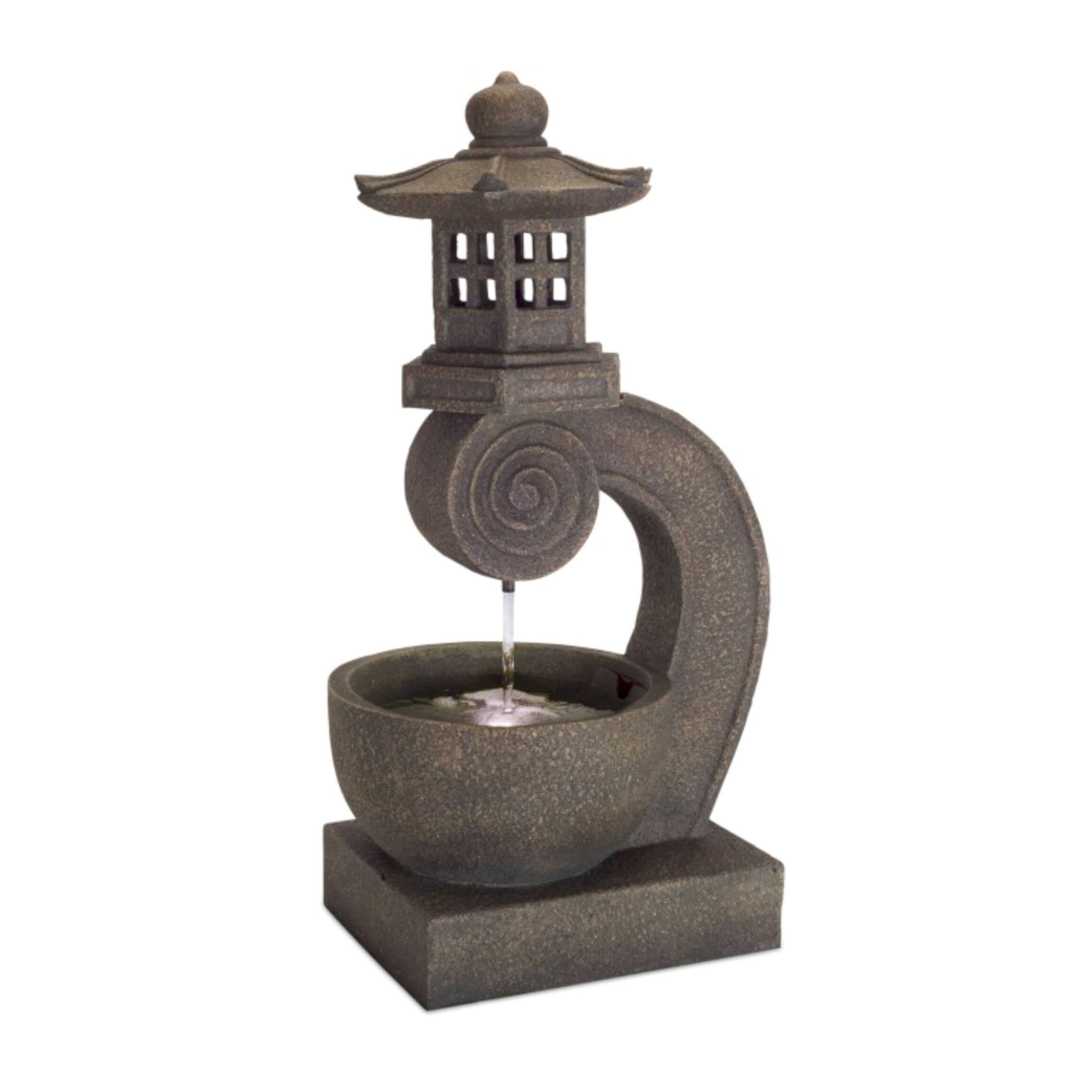 29.5" Brown Resin LED Chinese Lantern Fountain Water Fountains Michaels