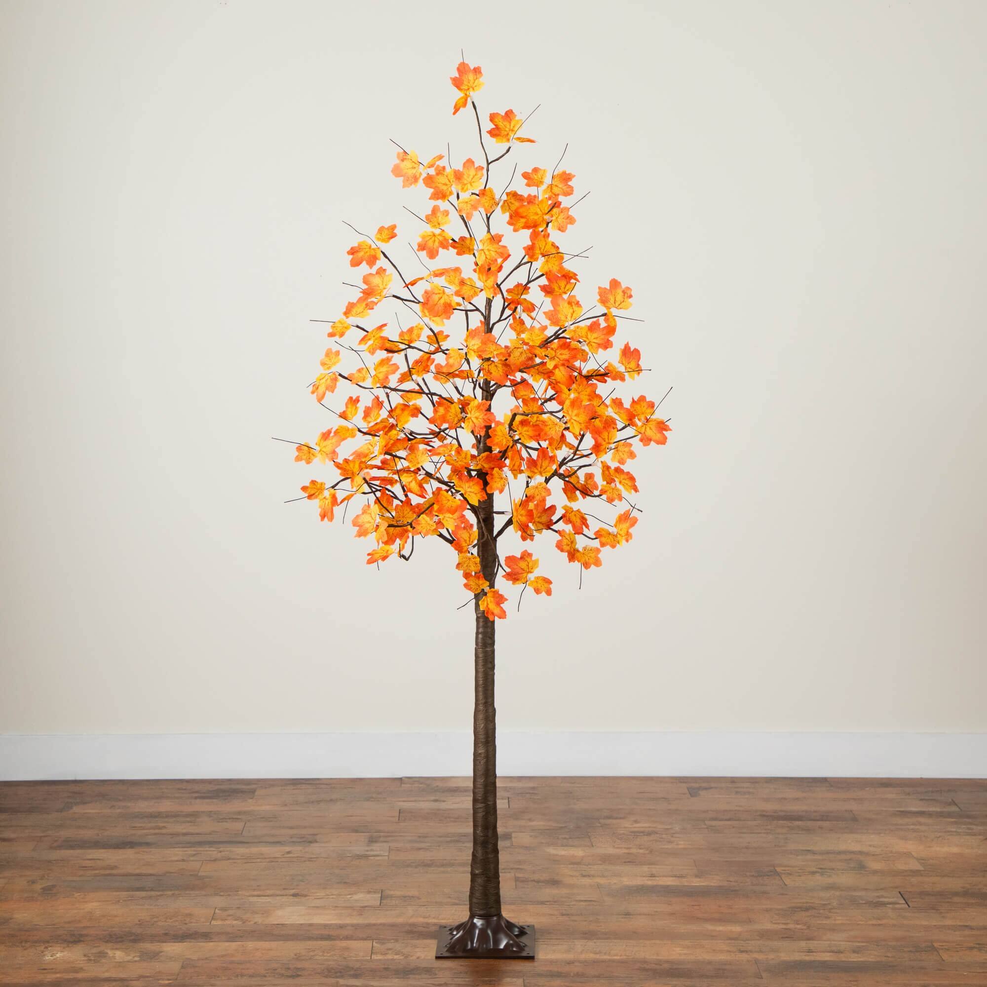 6ft. Pre-Lit Minimalist Autumn Maple Artificial Fall Tree with 120 Warm White LED Lights