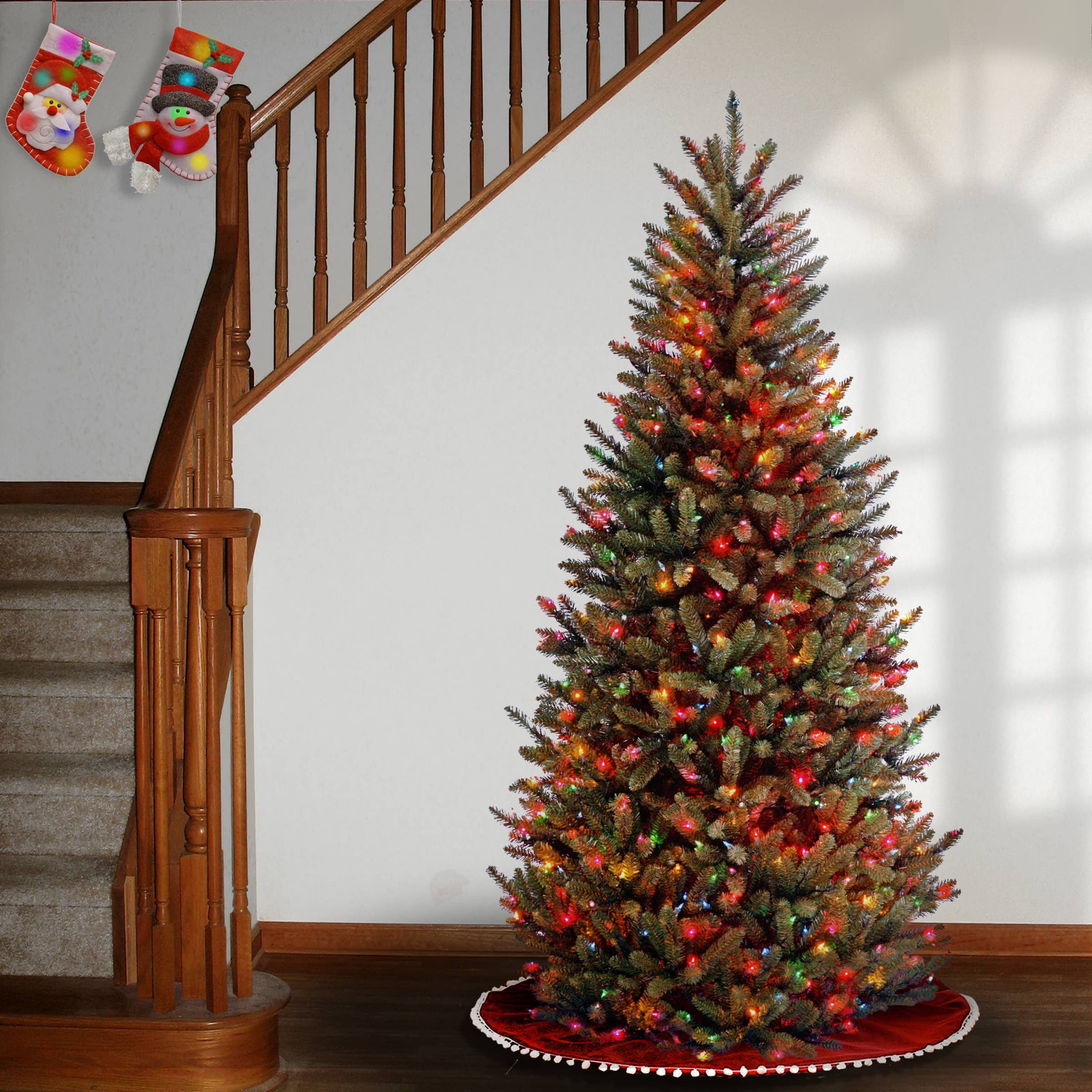 6.5ft. Pre-Lit Natural Fraser Fir Artificial Christmas Tree Tree, Multicolor Lights