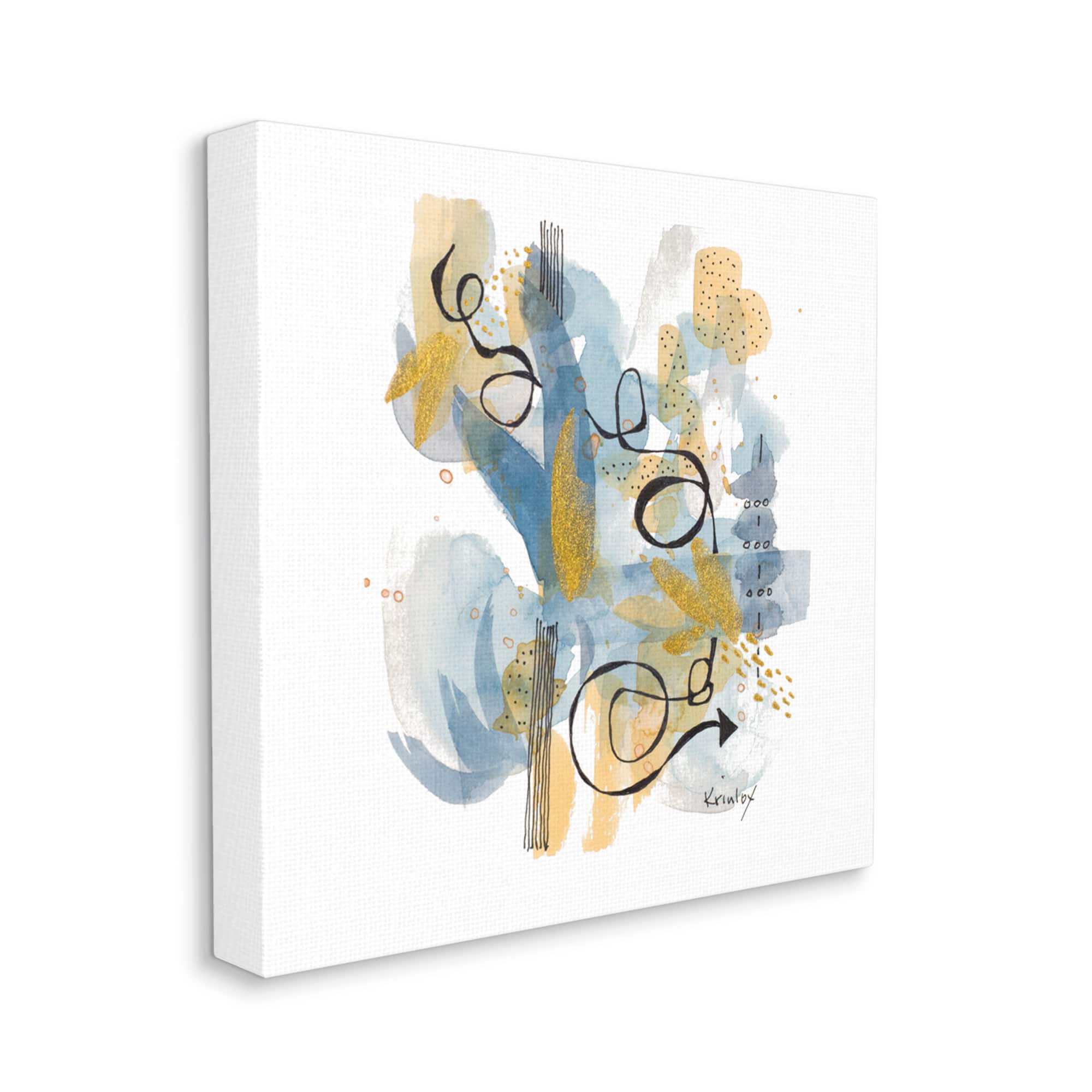 Stupell Industries Modern Directional Arrow Abstraction Blue Yellow Watercolor Canvas Wall Art