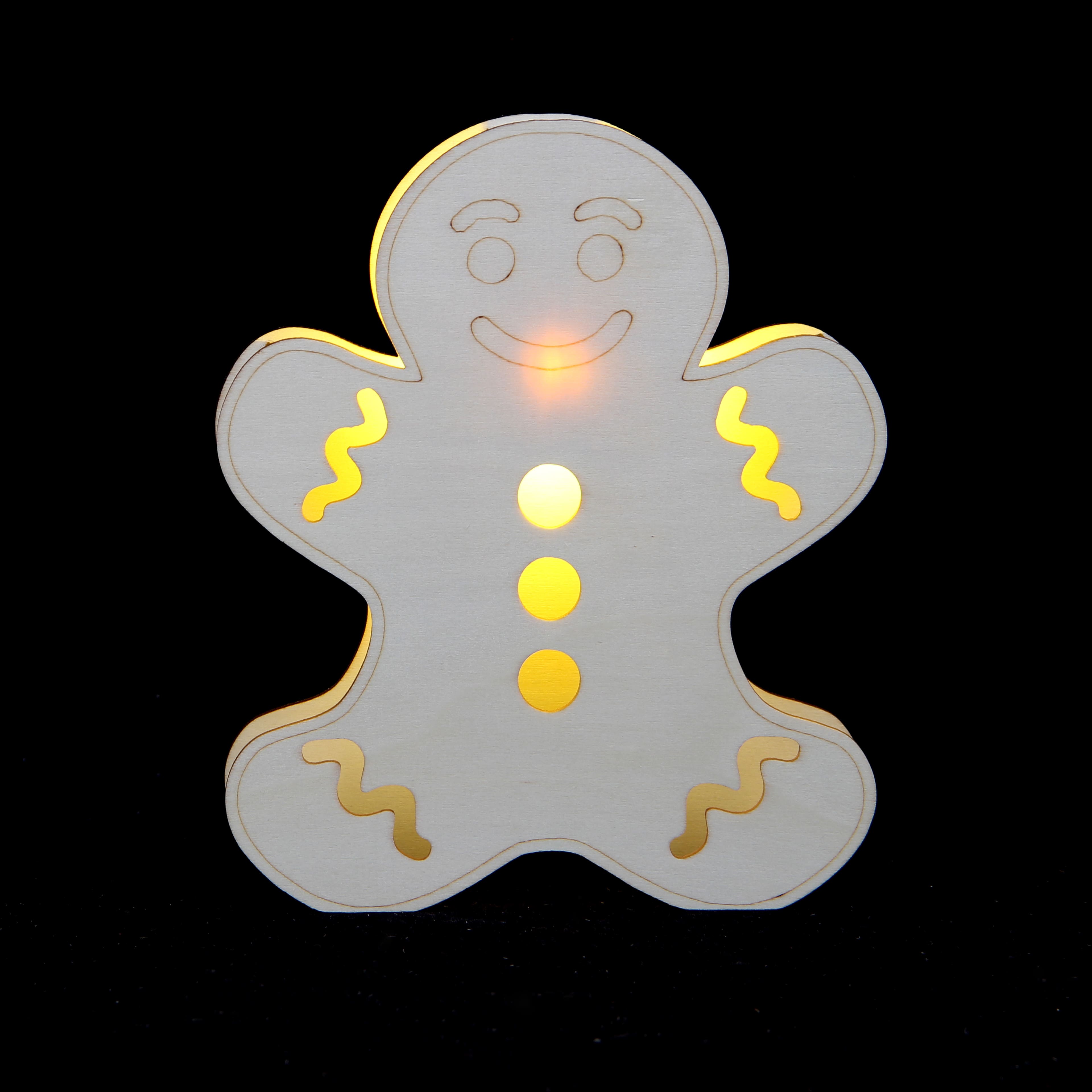 7&#x22; Unfinished Wood LED Gingerbread Man Tabletop Accent by Make Market&#xAE;