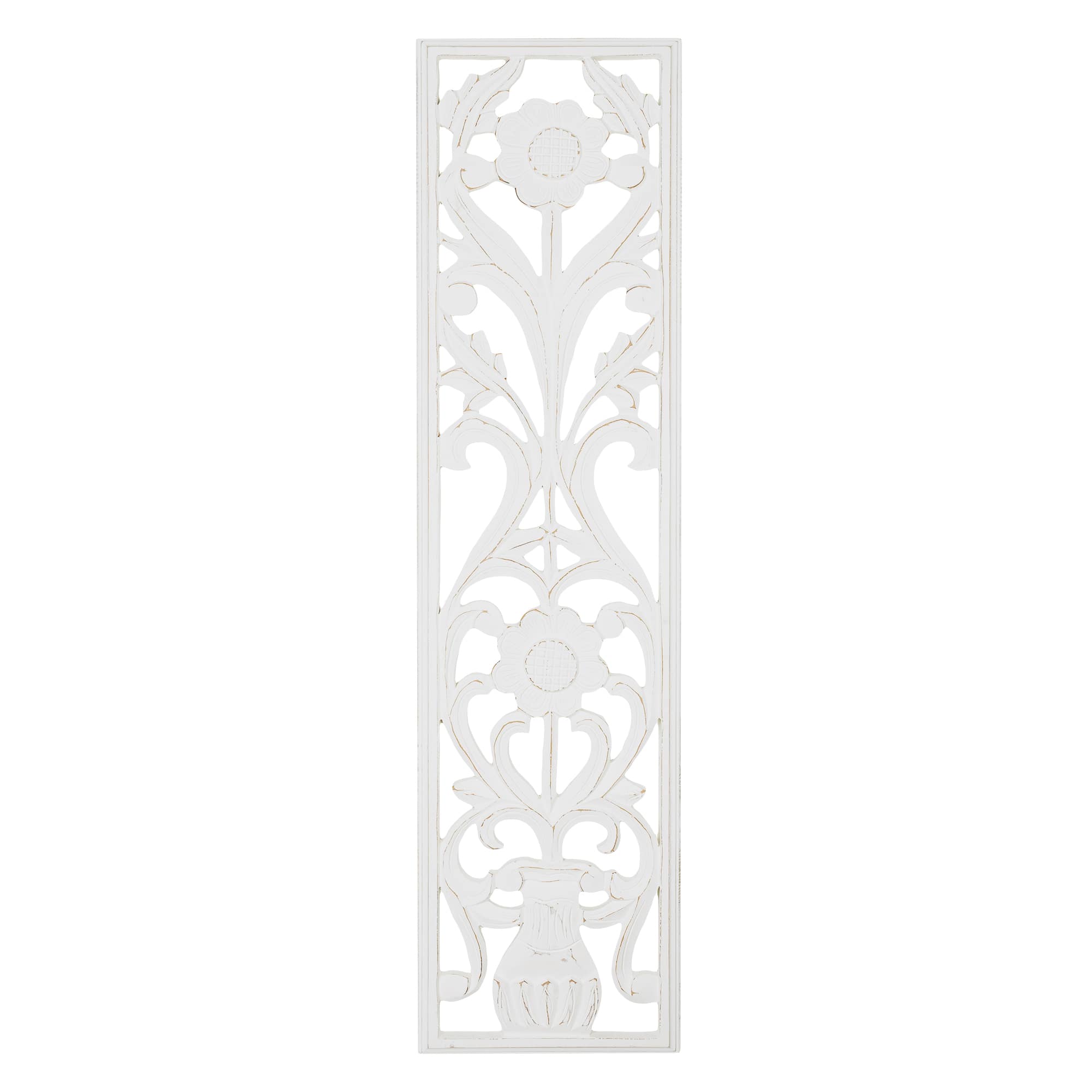 American Art D&#xE9;cor&#x2122; 48&#x22; Hand-Carved Floral Wood Panel Wall Art D&#xE9;cor