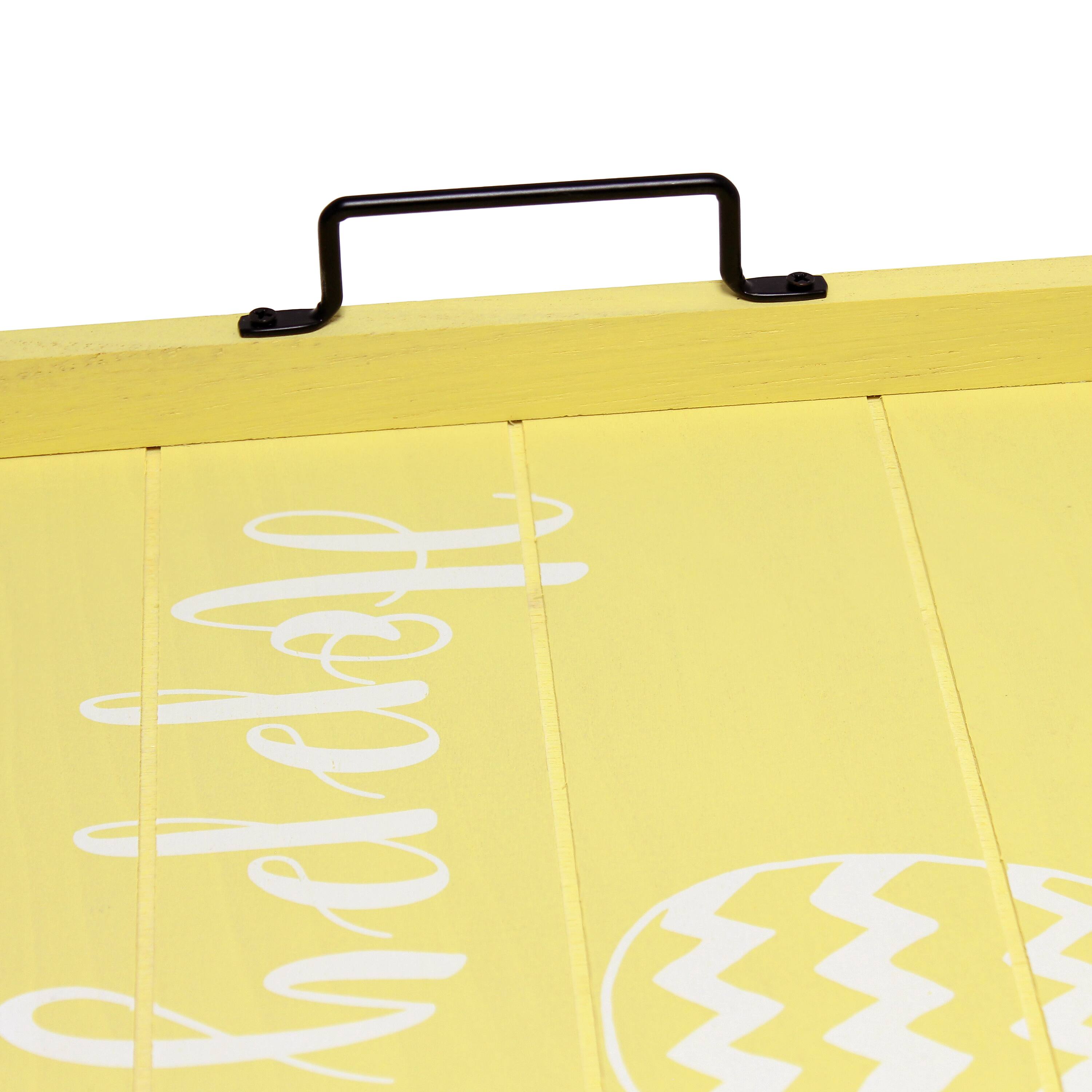 Elegant Designs™ 15.5" Yellow Wash Hoppy Easter Serving Tray with Handles