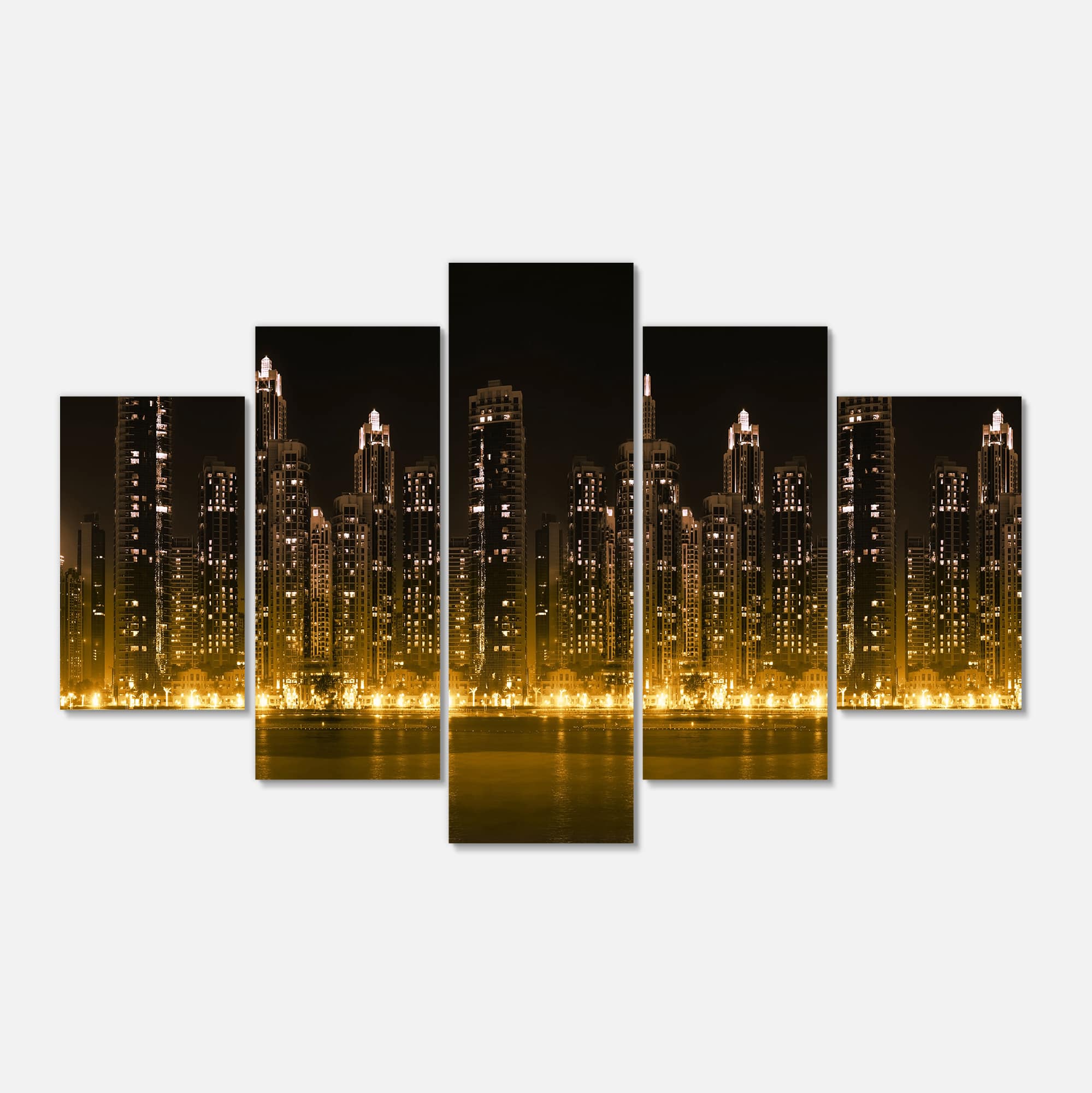 Designart - Modern City with Illuminated Skyscrapers - Cityscape Canvas Print