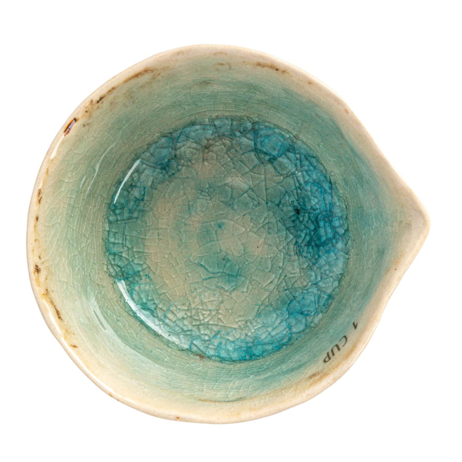 Green Stoneware Measuring Cups with Reactive Crackle Glaze, 4ct.