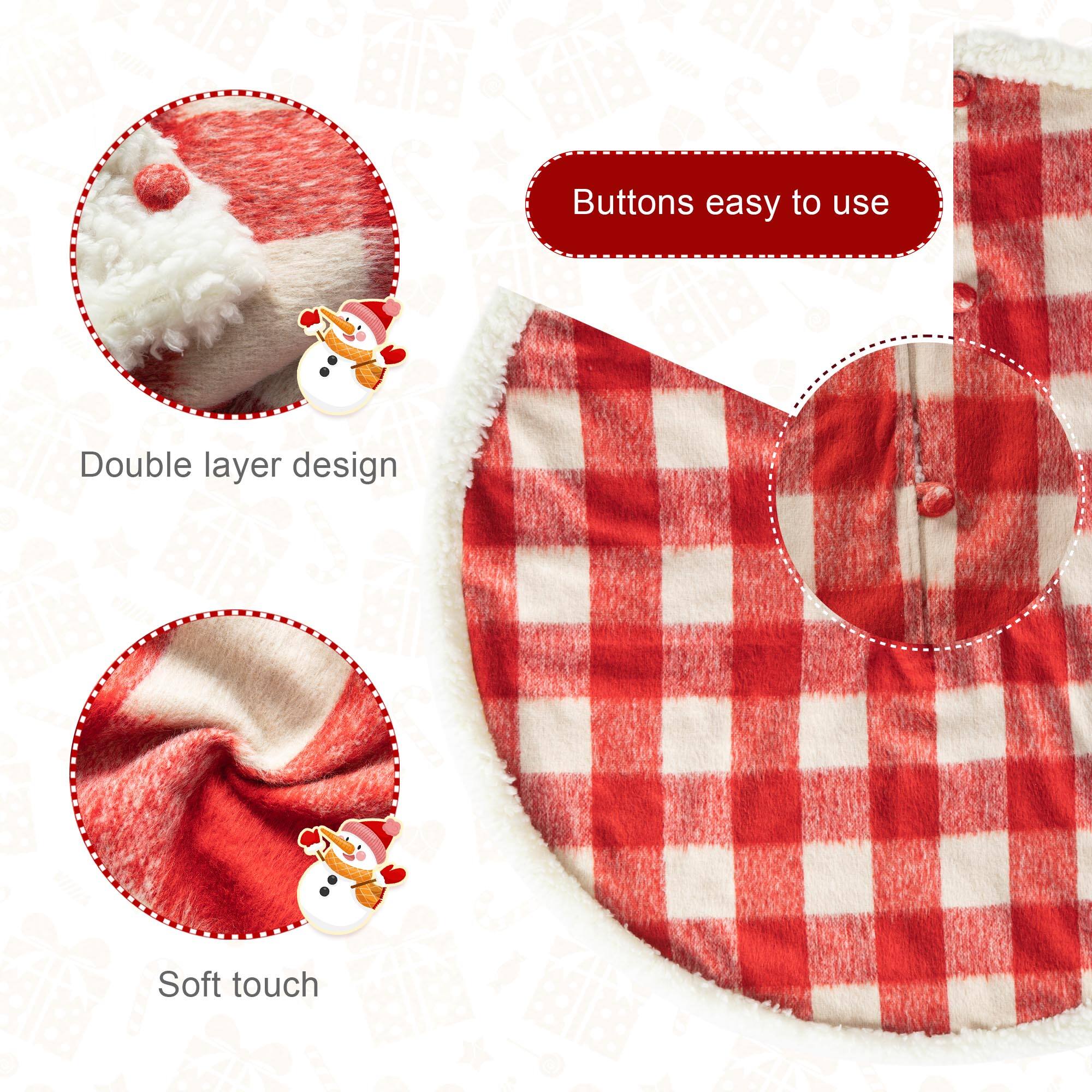 Glitzhome&#xAE; 4ft. Red &#x26; White Plaid Reversible Sherpa &#x26; Flannel Christmas Tree Skirt