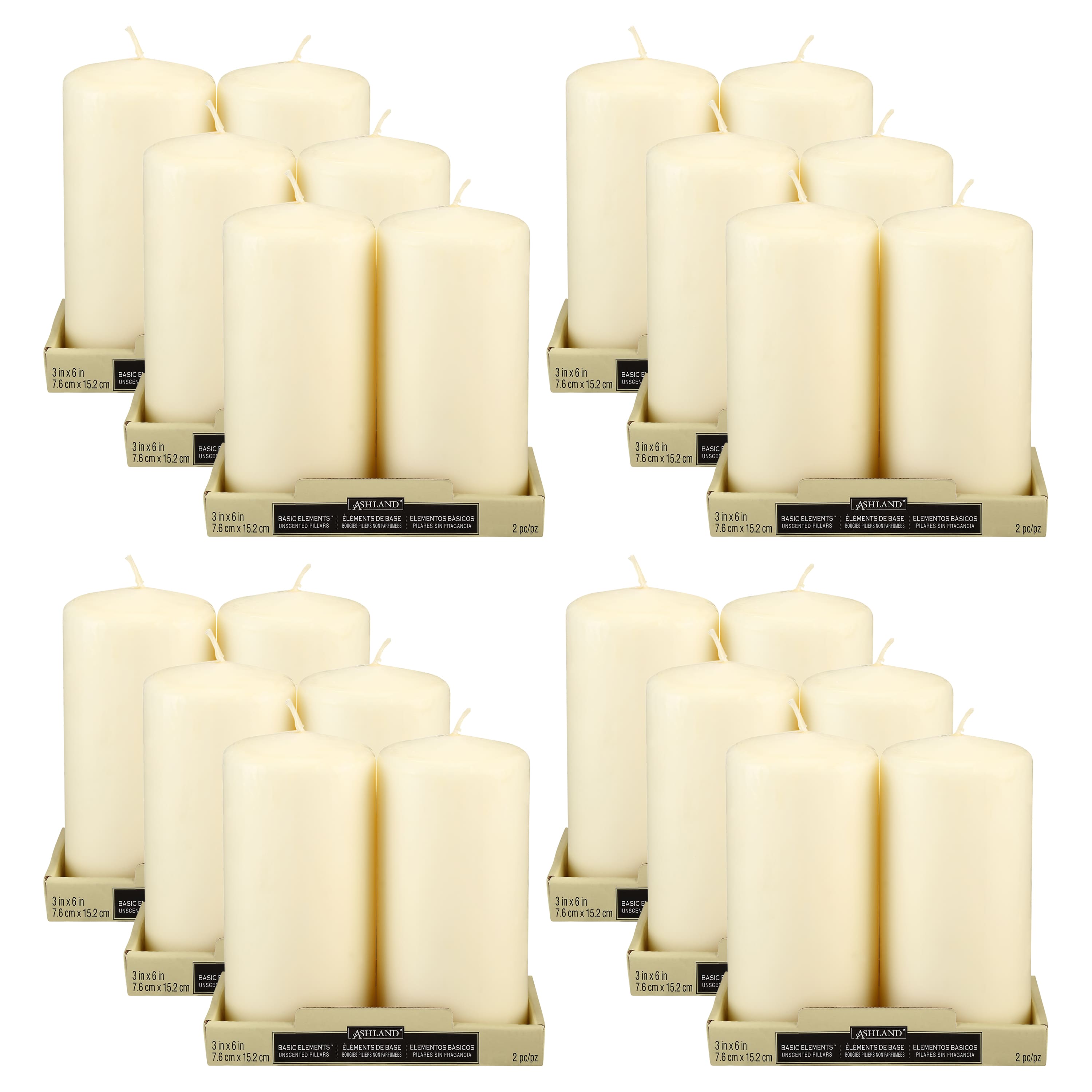 12 Packs: 2 ct. (24 total) Ivory Pillar Candle Pair by Ashland®