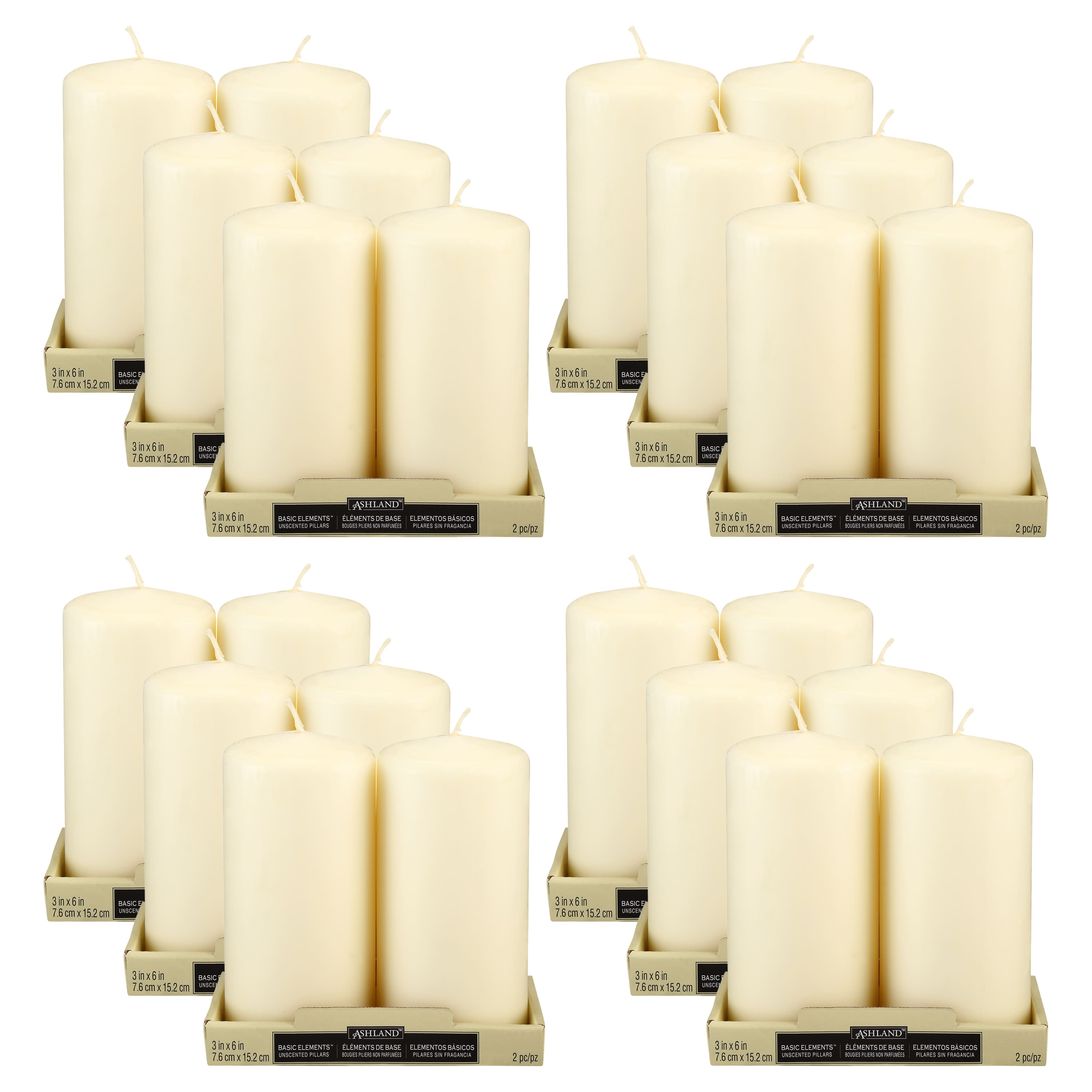 12 Packs: 2 ct. (24 total) Ivory Pillar Candle Pair by Ashland&#xAE;